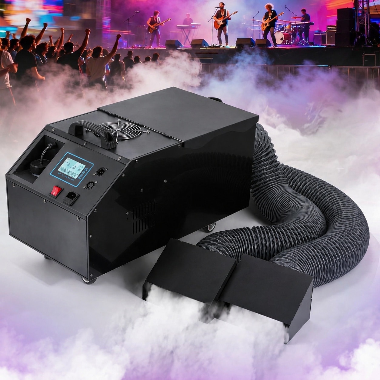 AOIZGMY  3000W Professional Low Lying Fog Machine with Dual Nozzle LCD Screen DMX Remote Rustproof Shockproof Odorless Fog for Stage Halloween