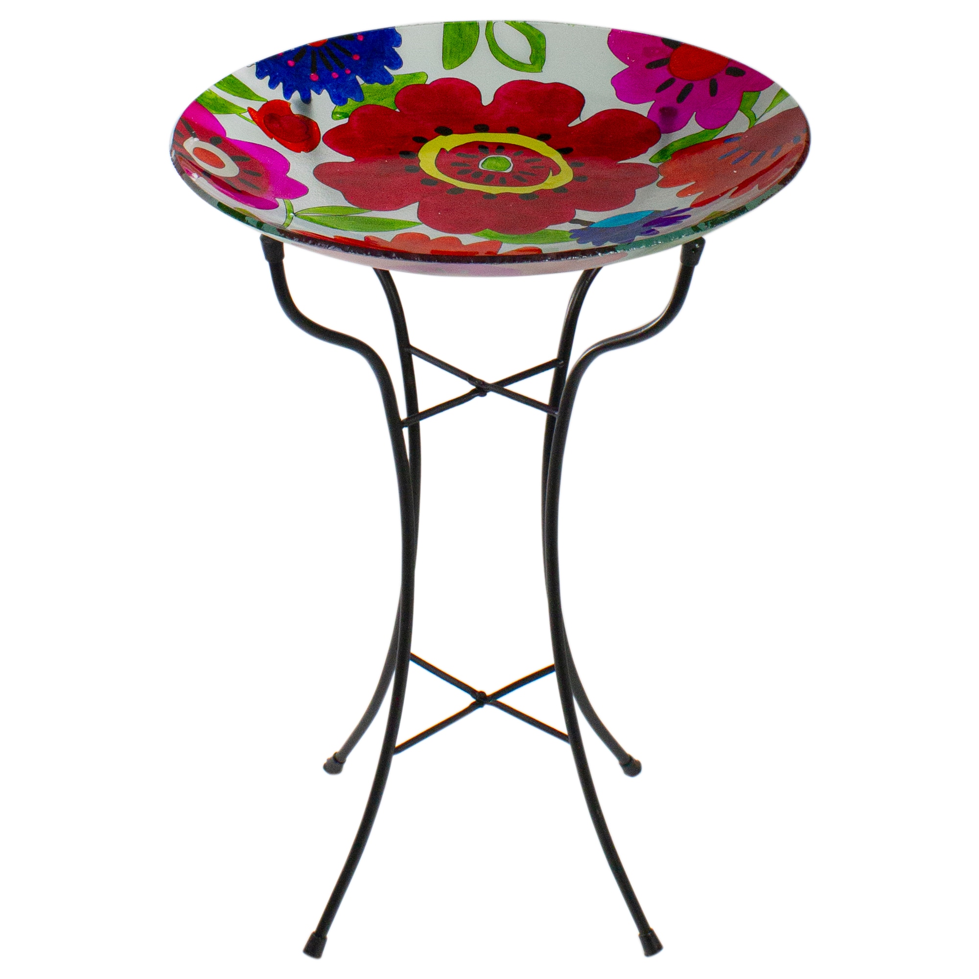 Northlight 34303463 25.59-in H Red and Blue Glass Birdbath bowl