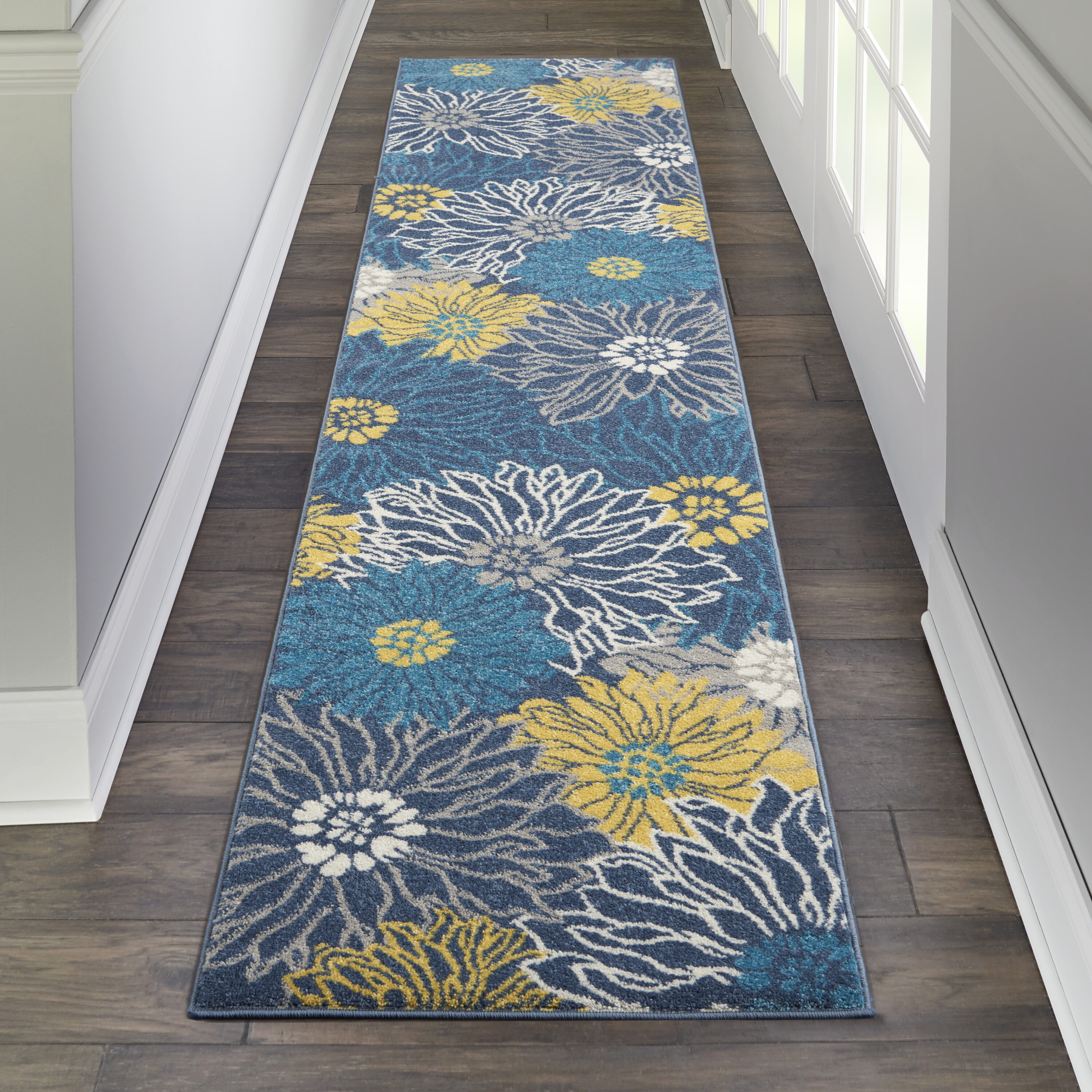 Nourison 99446722232 Passion 2 x 10 (ft) Loomed Polypropylene Blue Irregular Indoor Abstract Runner rug