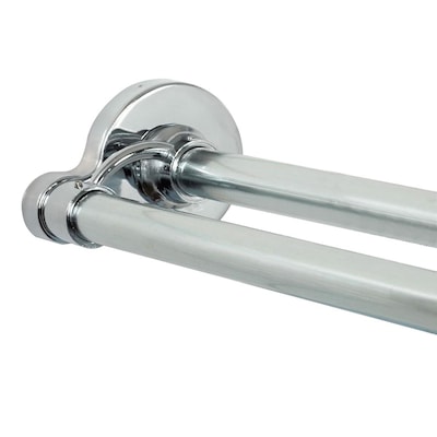 Chrome Fixed Double Straight Shower Rod, How To Use A Double Shower Curtain Rod