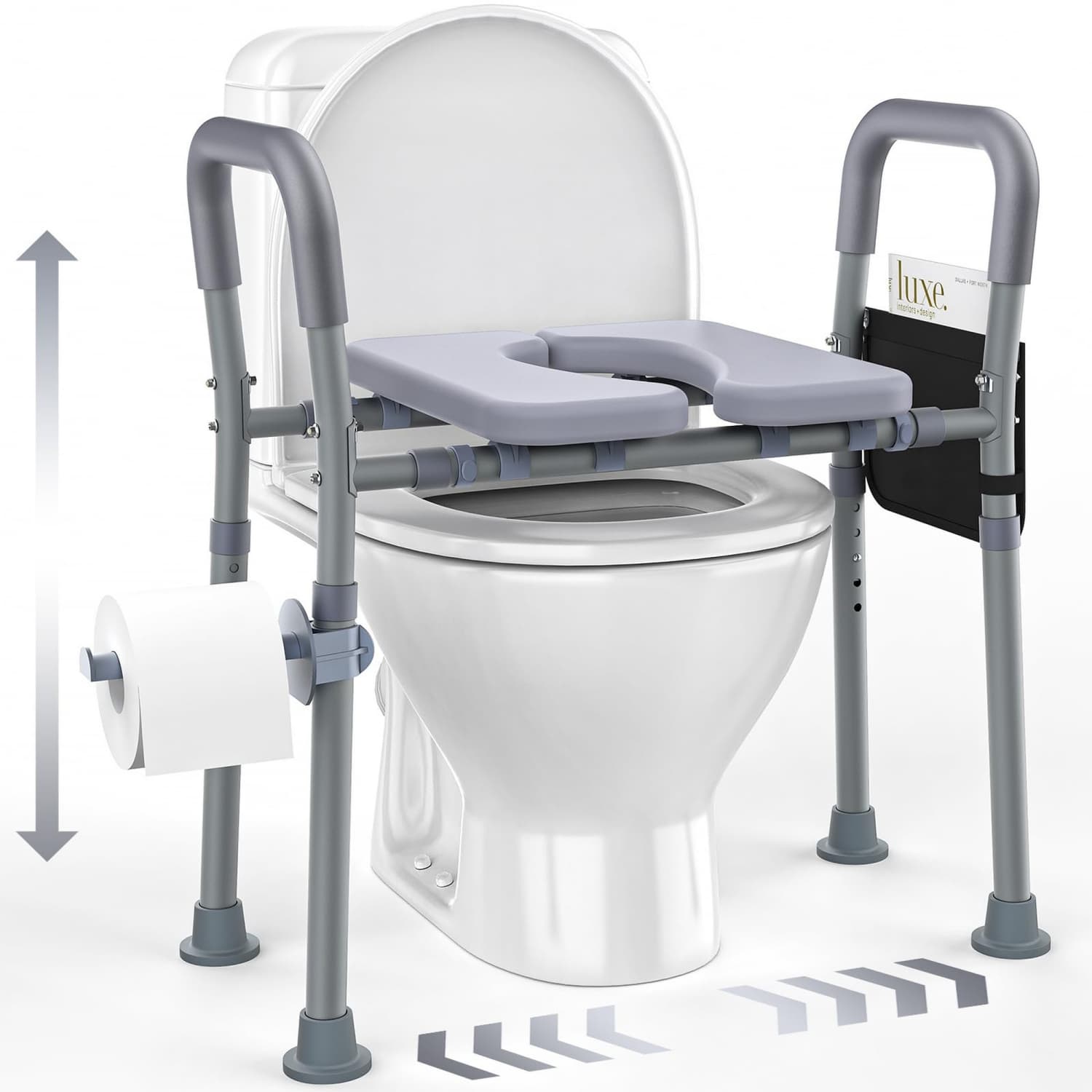 Angel Sar Adjustable Height Toilet Seat Riser with Handles for Seniors #L2ZQYA708BSA09