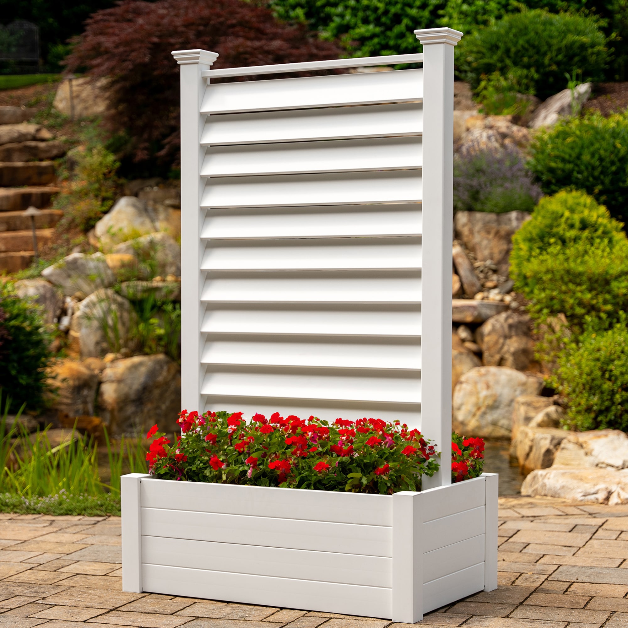 Lexington 6ft White Vinyl Privacy Screen with Planter Box