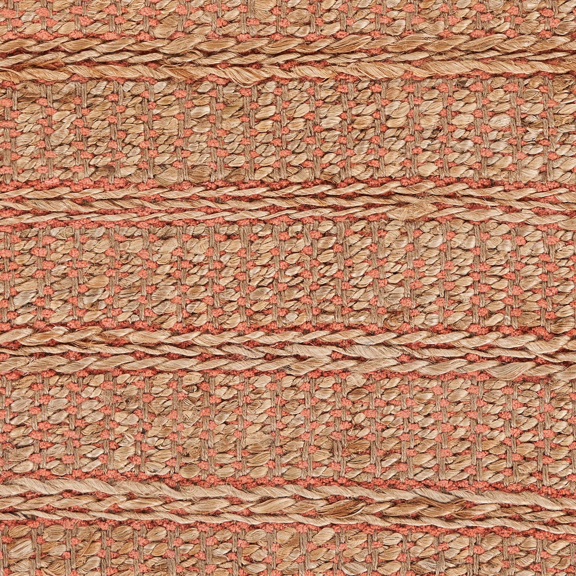 Handmade Tan and Coral Braided Jute Chenille Area Rug, 9' x 12'