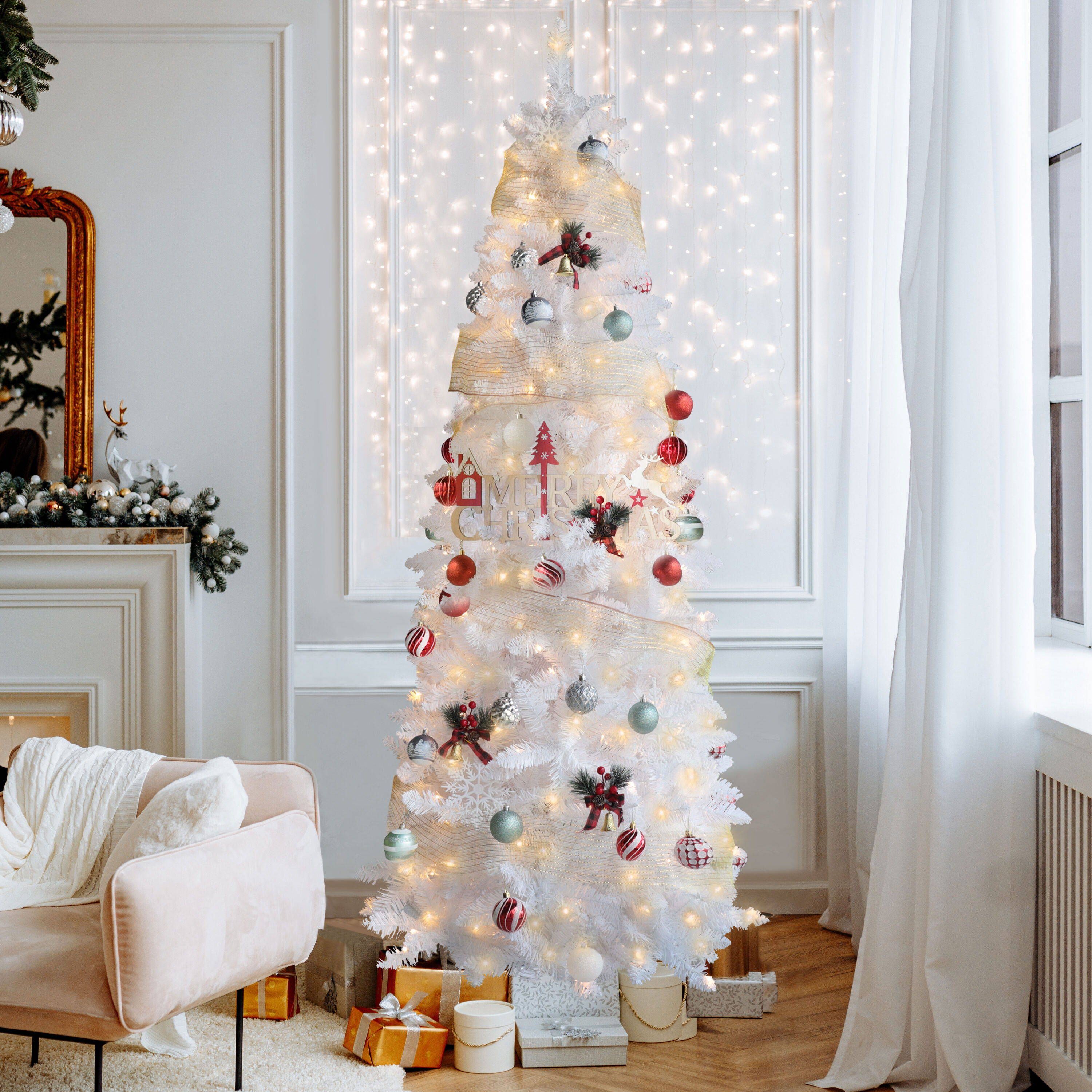 Small white christmas online tree with lights