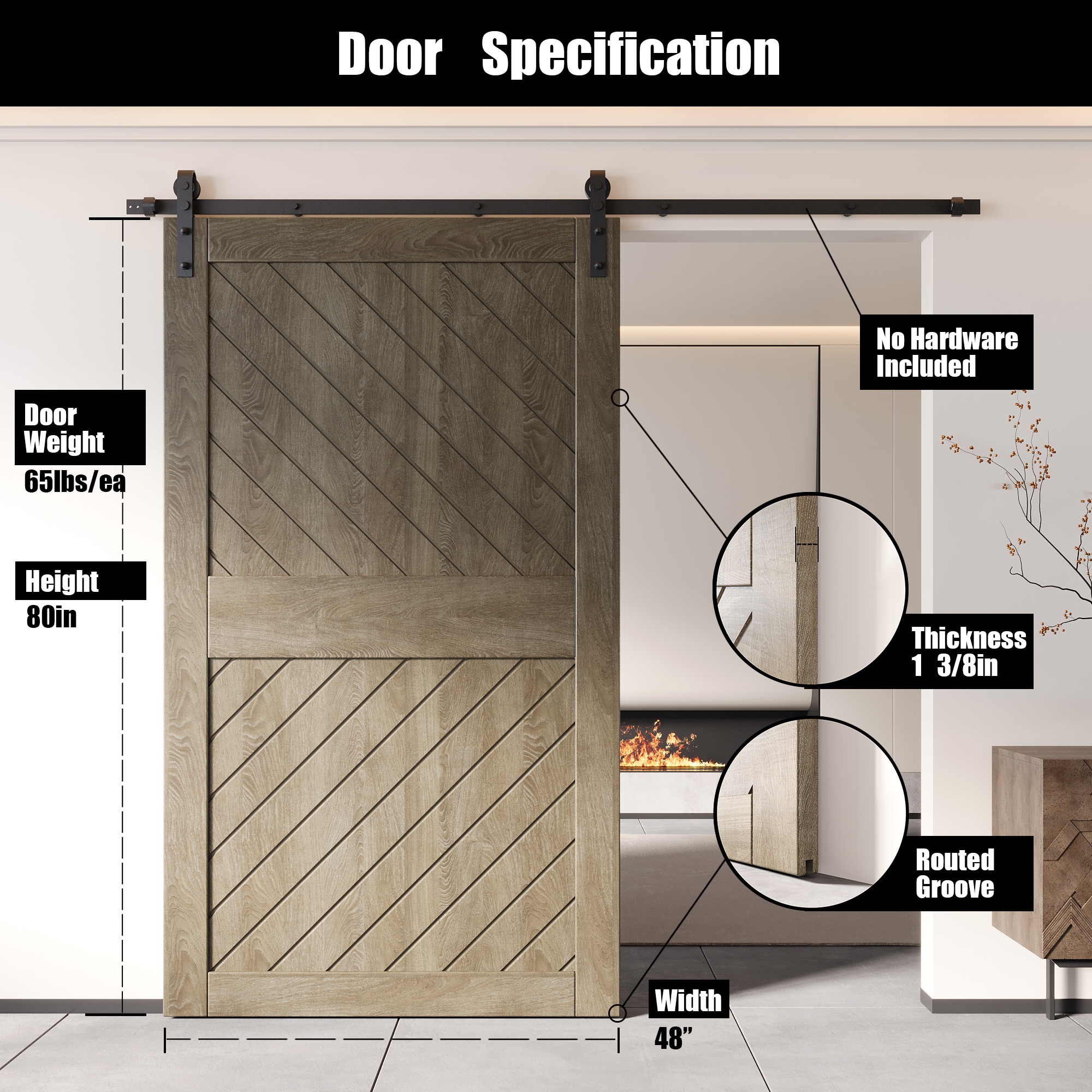 HOMACER XT4-4884-GR Barn-Doors - View #2