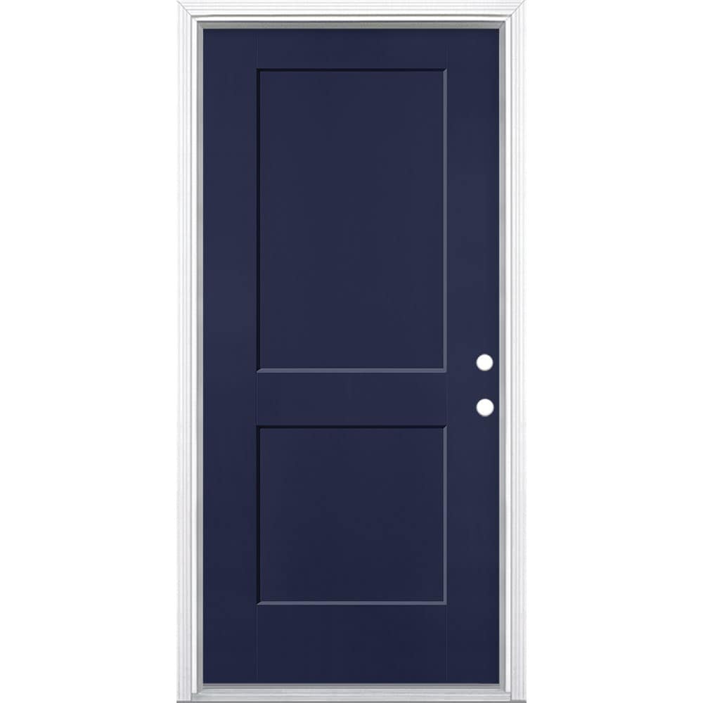Masonite 5204142 Logan 36-in x 80-in x 4-9/16-in Fiberglass No glass Left-hand inswing Eclipse Painted Prehung Front Door with Brickmould Insulating core