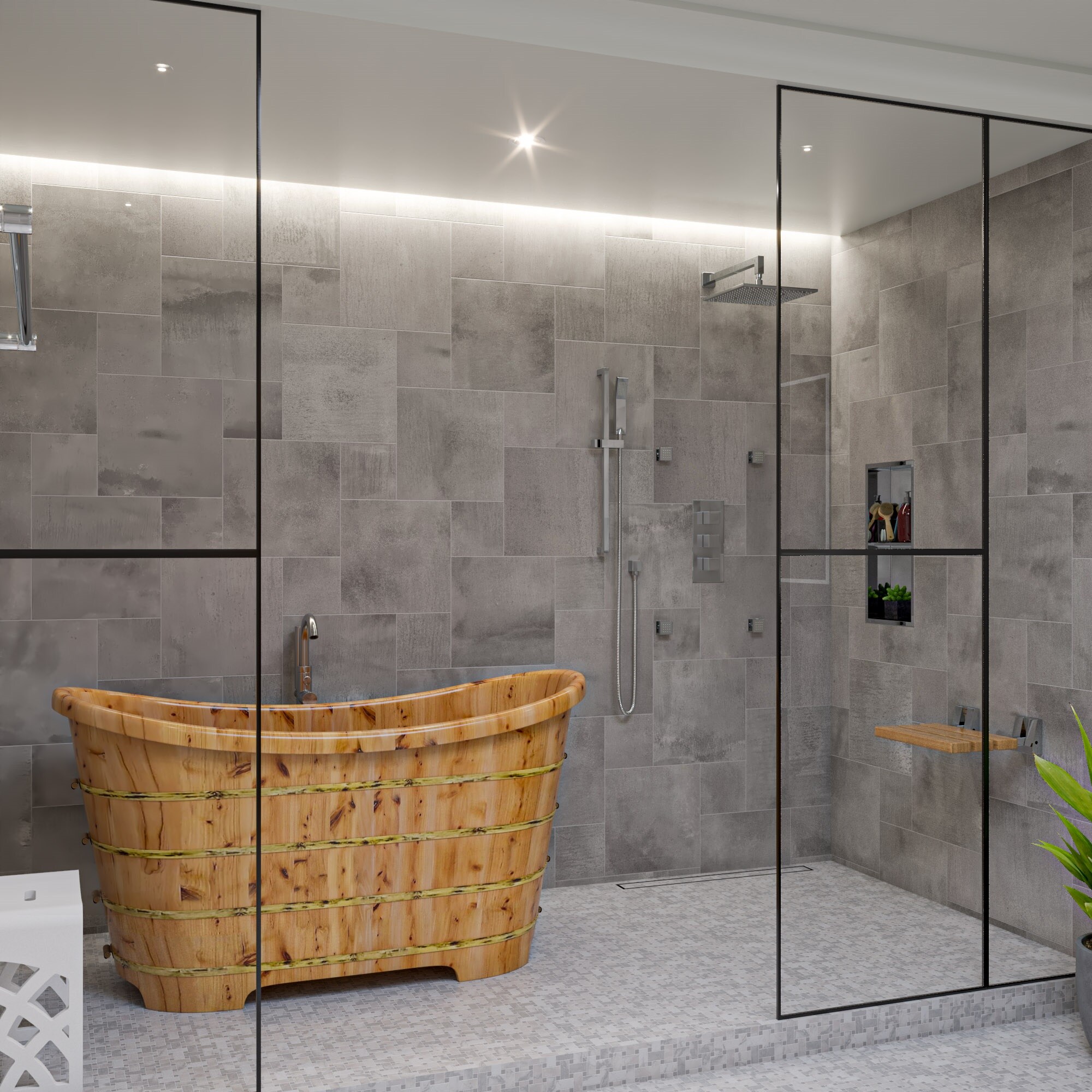 Polished Chrome 12" Square LED Rain Shower Head