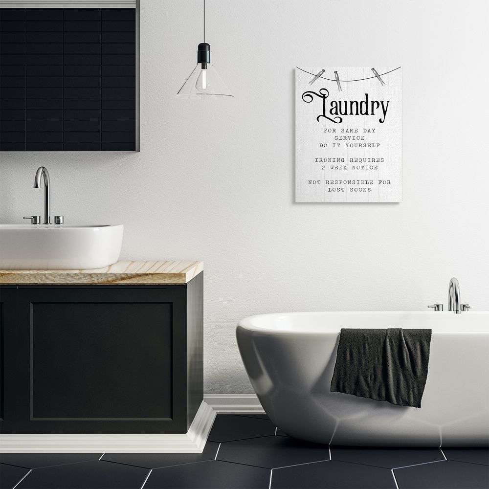 White Canvas Laundry Room Quote Art for Kids Nursery