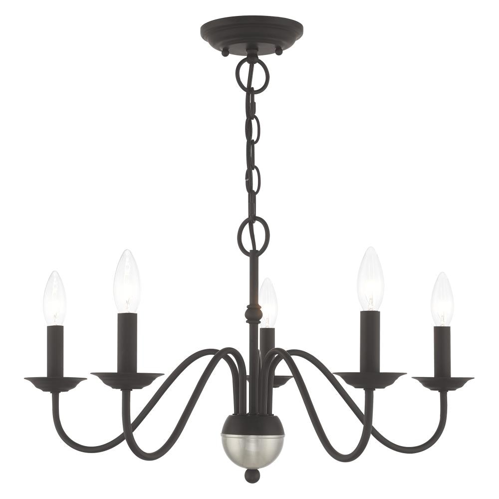 Livex Lighting 52165-04 Windsor 5 -Light Matte Black Traditional For Use in Bathrooms, Bedrooms, Dining Rooms, Foyers, Kitchens, Living Rooms Chandelier
