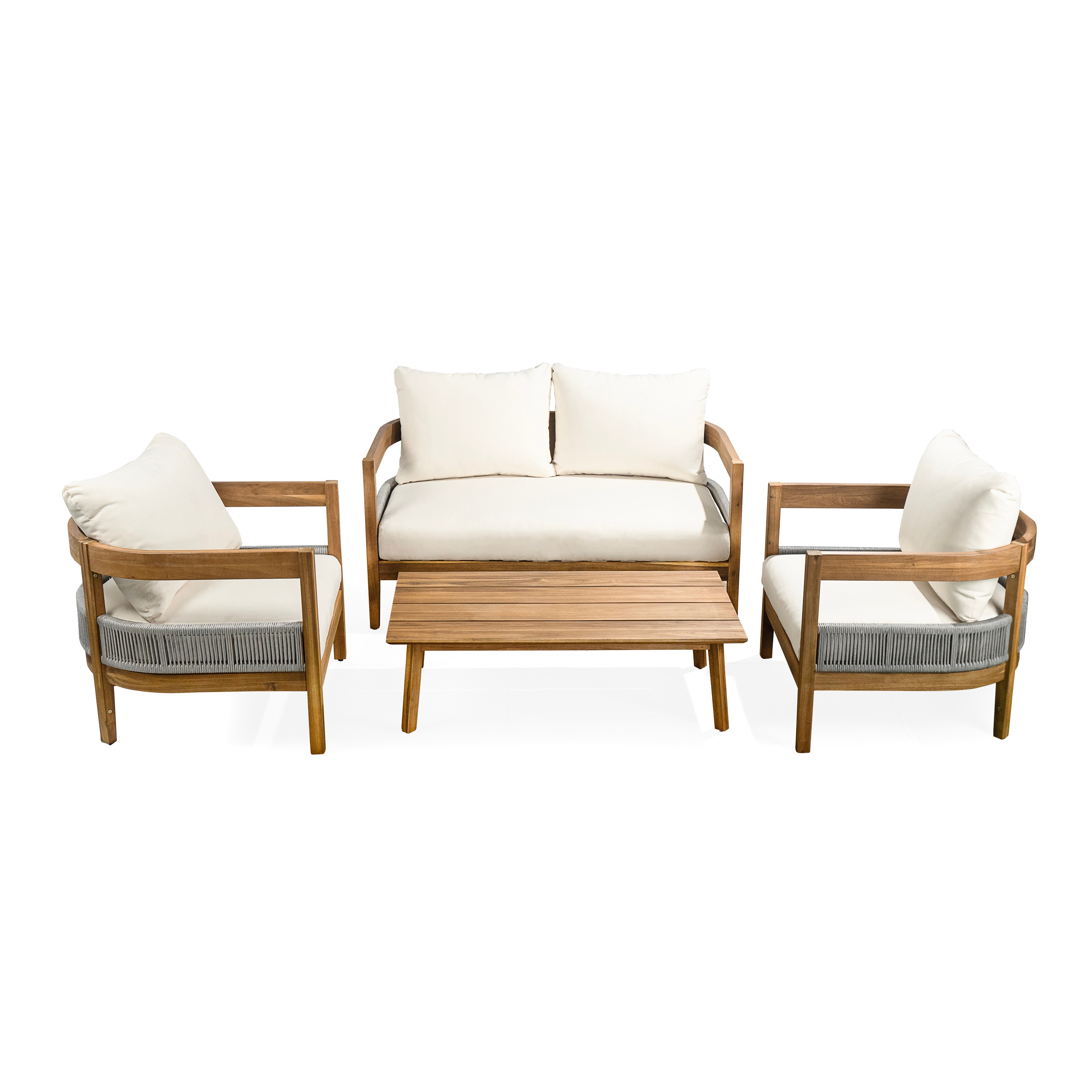 Best Selling Home Decor 322561 Cody 4 -Piece Patio Conversation Set with Off-white Cushions