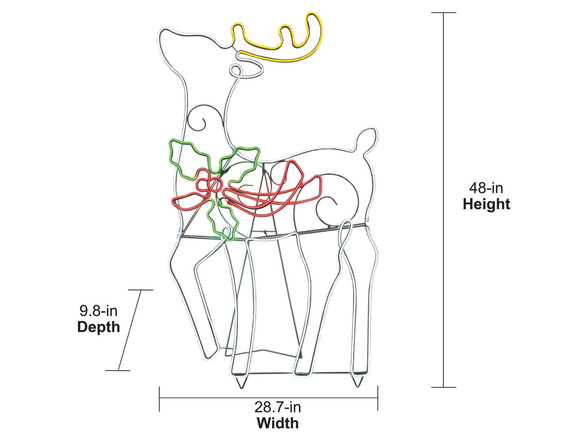 GE 48-in Reindeer Free Standing Decoration with Multicolor LED Lights ...