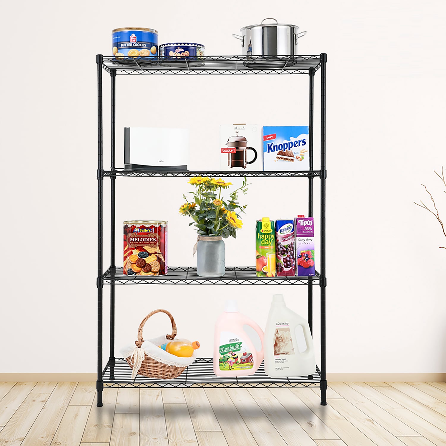 EFINE Steel Heavy Duty 4-Tier Utility Shelving Unit (35.5-in W X 15.8 ...