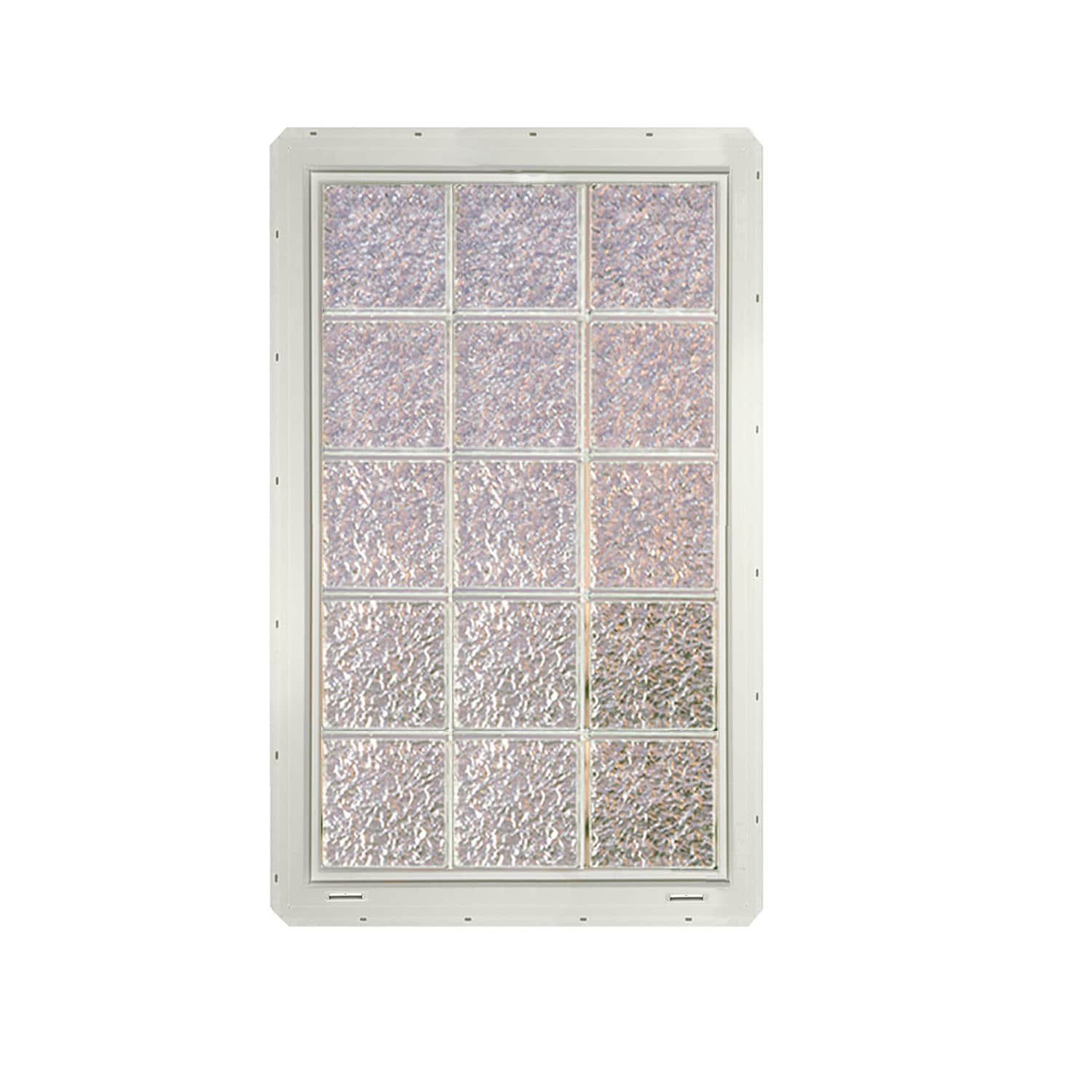 CrystaLok CL2440SISWH Ice Glass 24-1/4-in x 39-1/4-in Vinyl New construction Glass Block Window