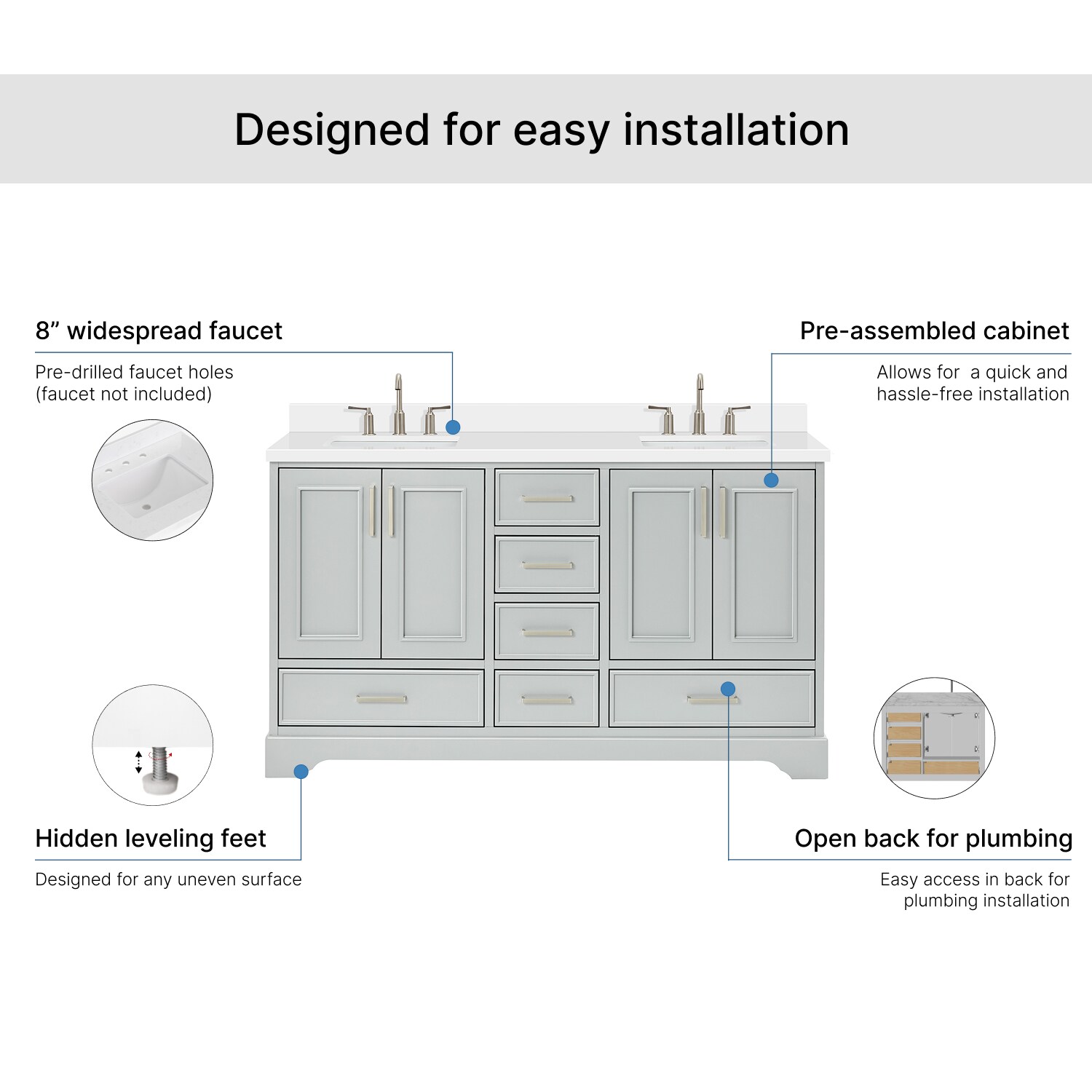 ARIEL M061DWQRVOGRY Bath-Vanity-Combo - View #7