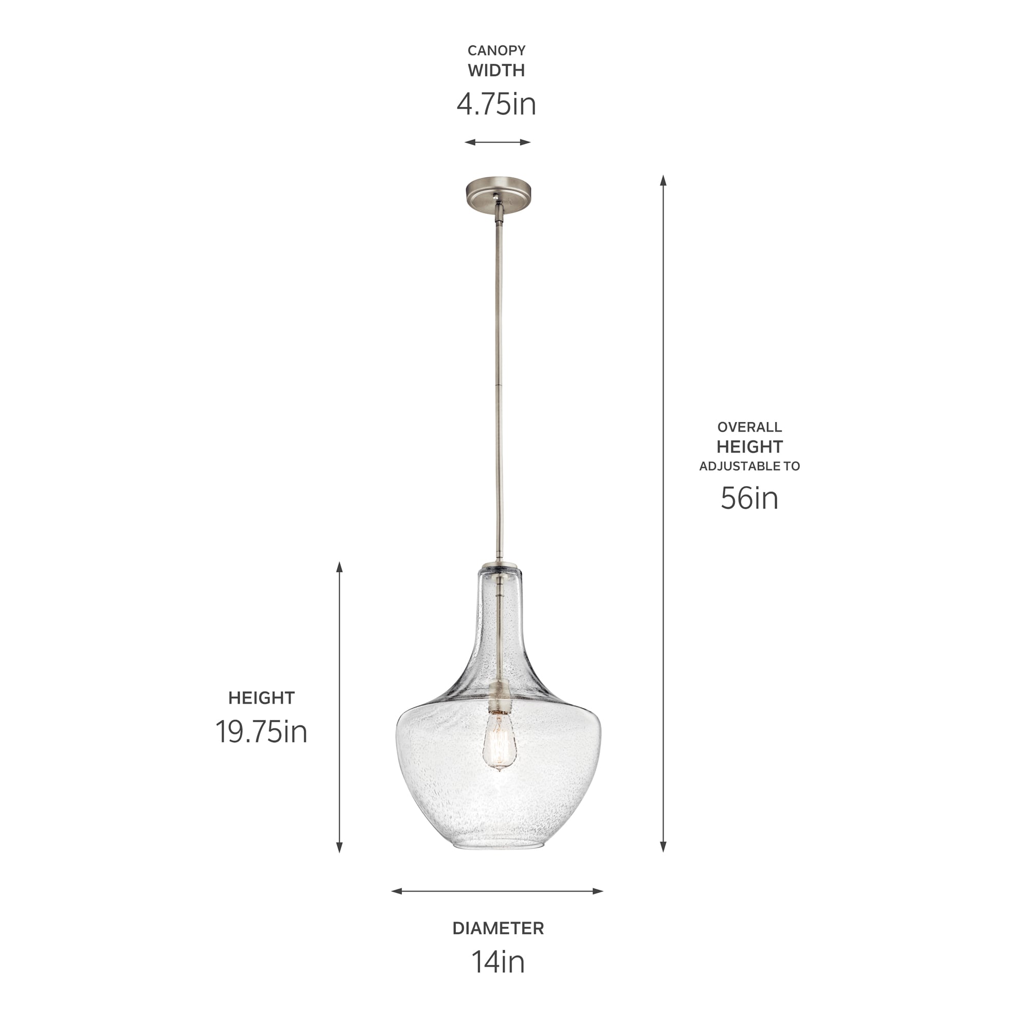 Kichler Everly Brushed Nickel Modern/Contemporary Seeded Glass Teardrop ...