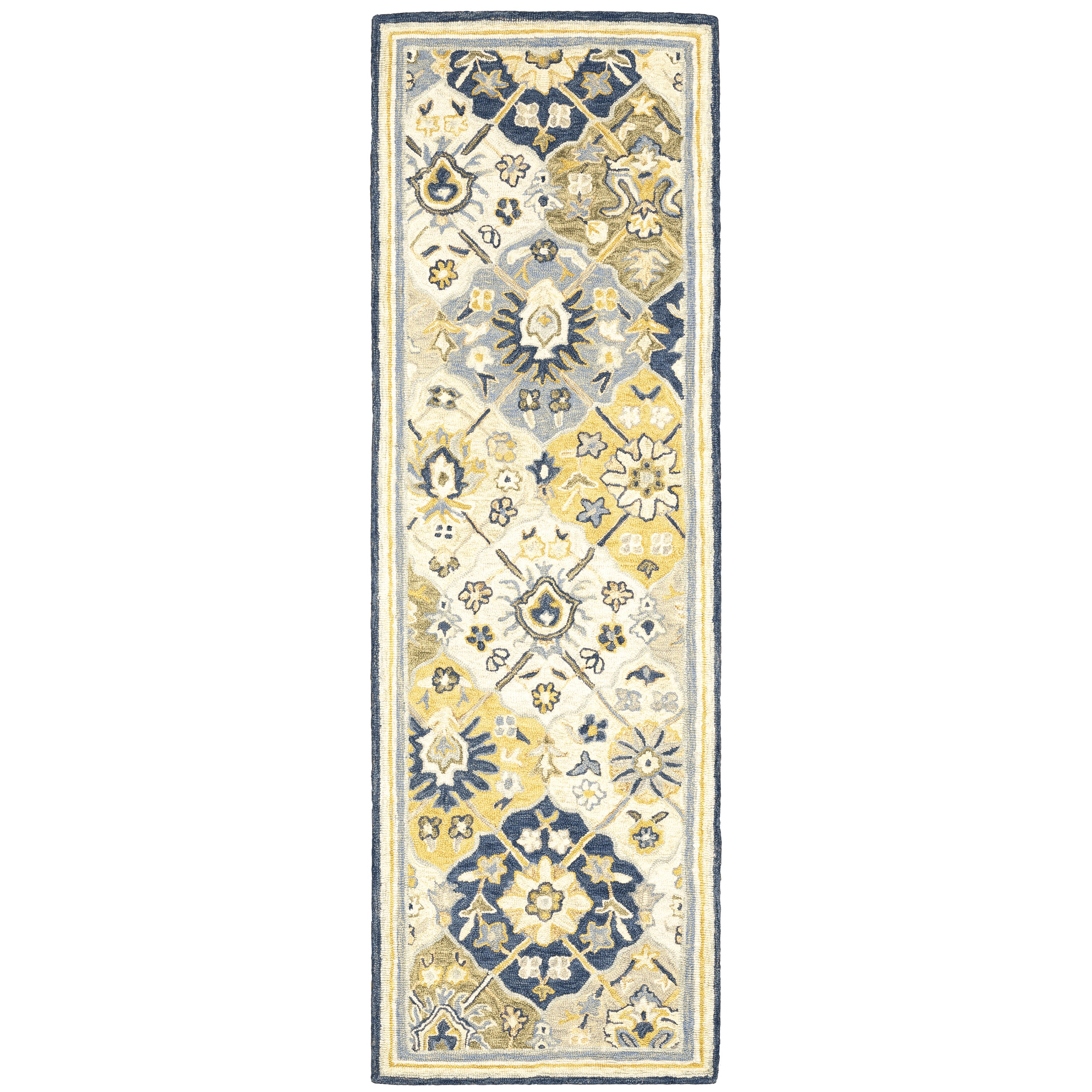 Archer Lane 284ALFR63L Heritage 2 x 8 (ft) Wool Blue Rectangular Indoor Floral/Botanical Bohemian/Eclectic Runner rug