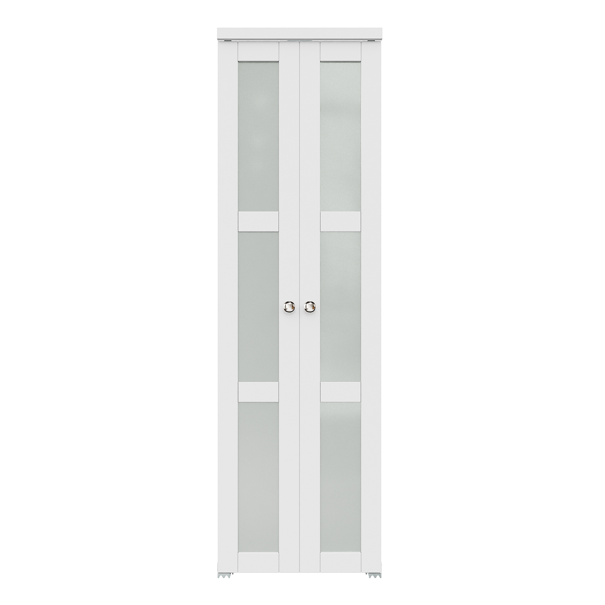 JUJUBON IN-CD-PIWT-PV-3L-24 Closet Door 24-in x 80-in White 3-panel Frosted glass Smooth Solid core Prefinished MDF Closet Pivot Door ( Hardware Included )
