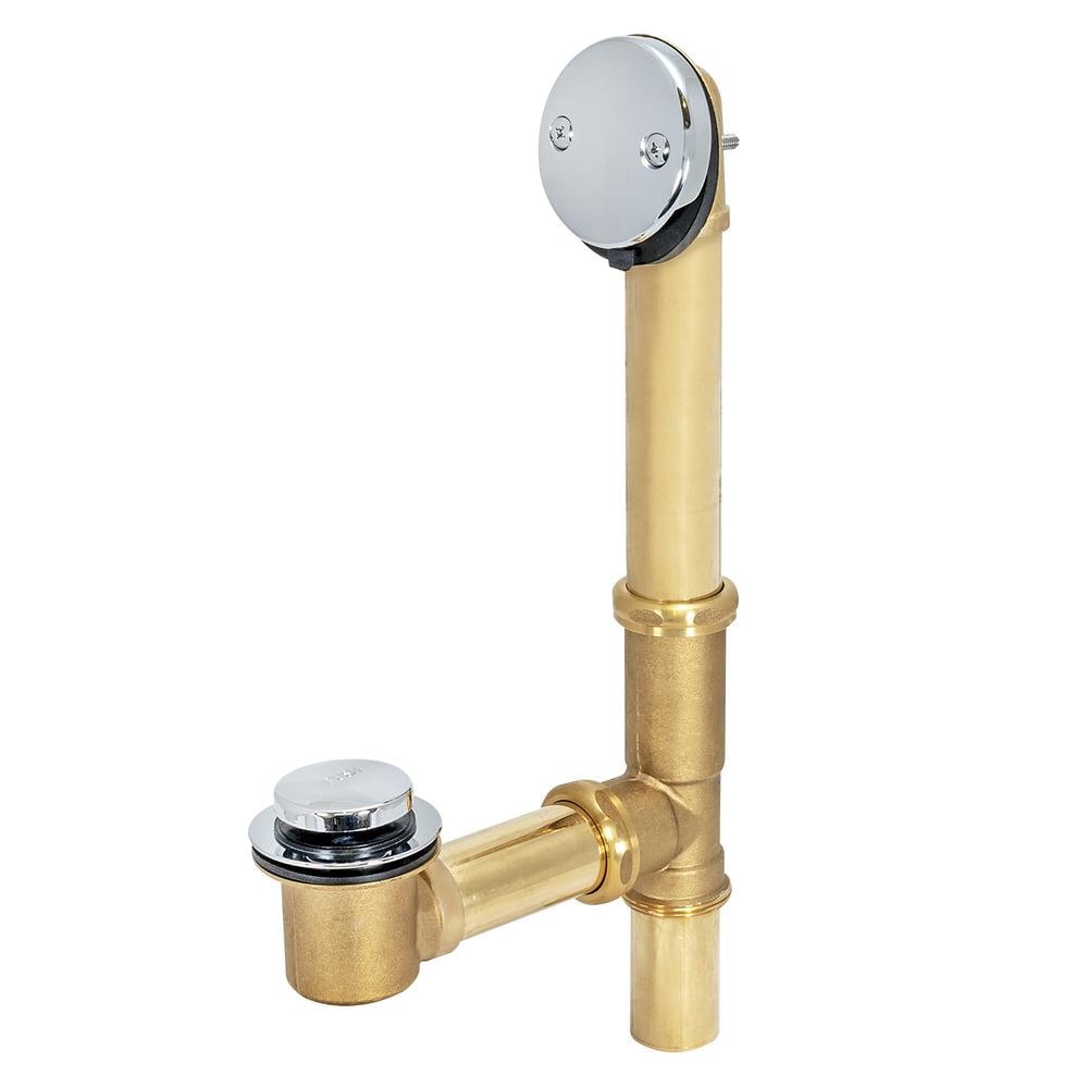 EASTMAN 35205 1-1/2-in Chrome Chrome Foot lock Drain with Brass Pipe Included