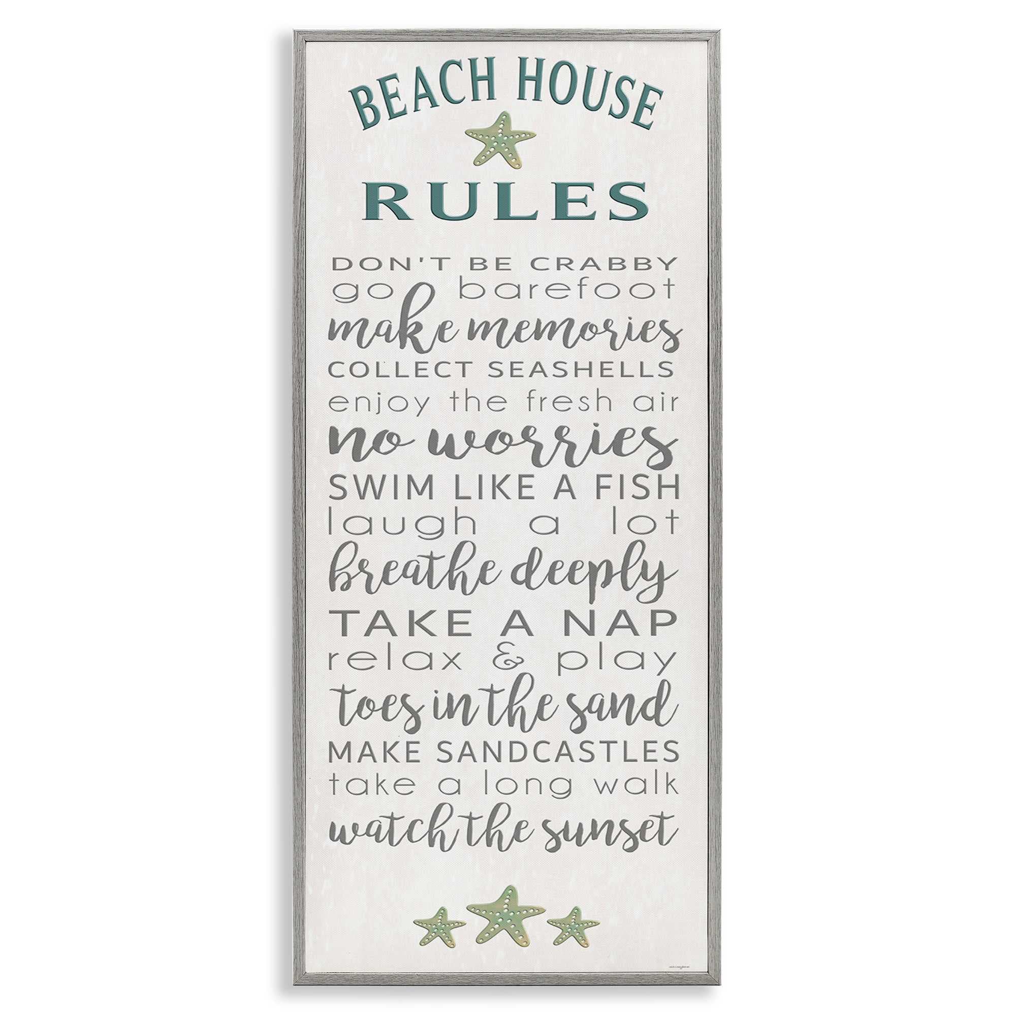 Stupell Industries BT-561-GFF-13X30 Fun Recreations Beach Rules Framed Giclee design by Seven Trees Design