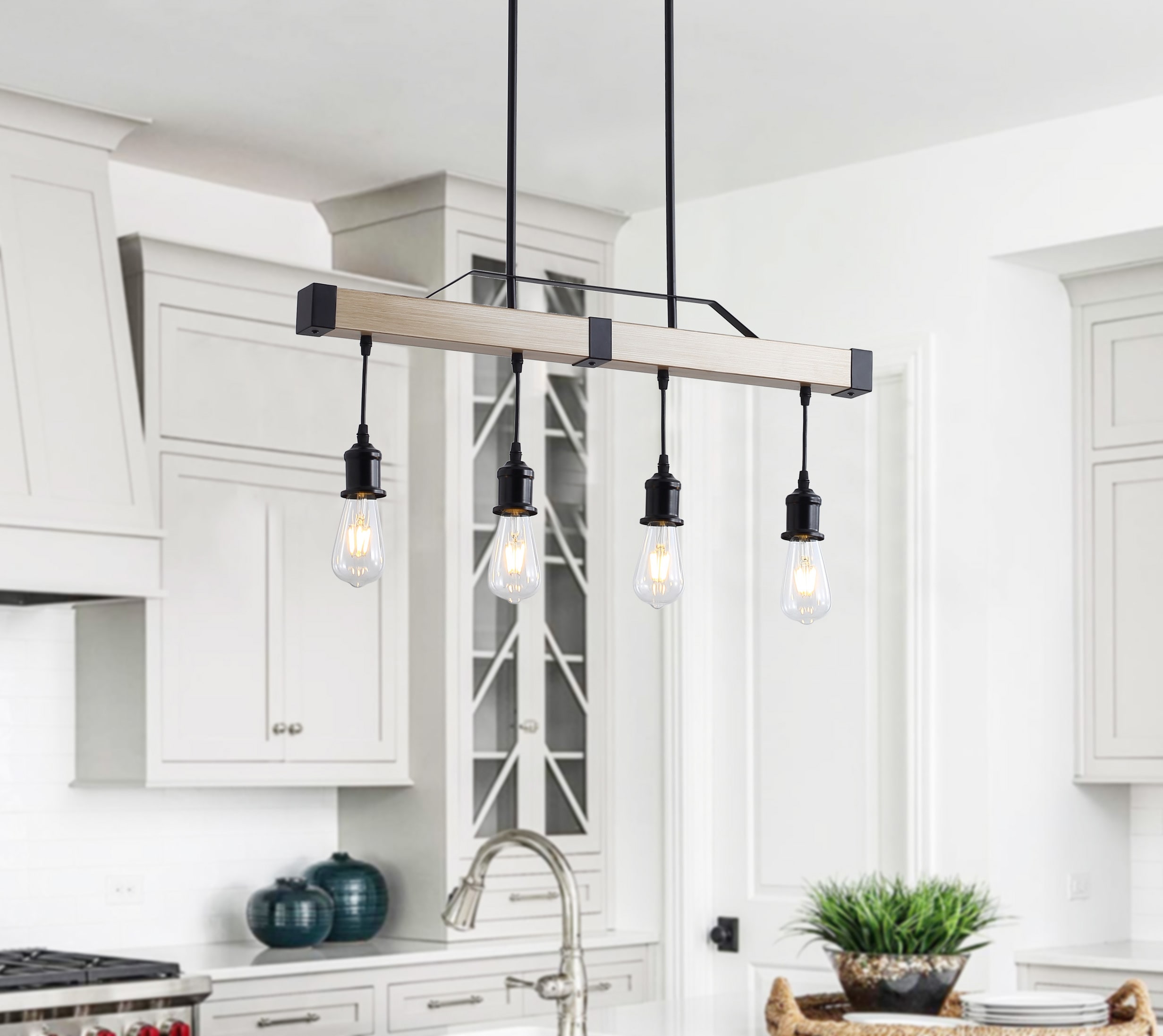 Aiwen DYJ-X982 4-Light Black Farmhouse Dry rated Chandelier