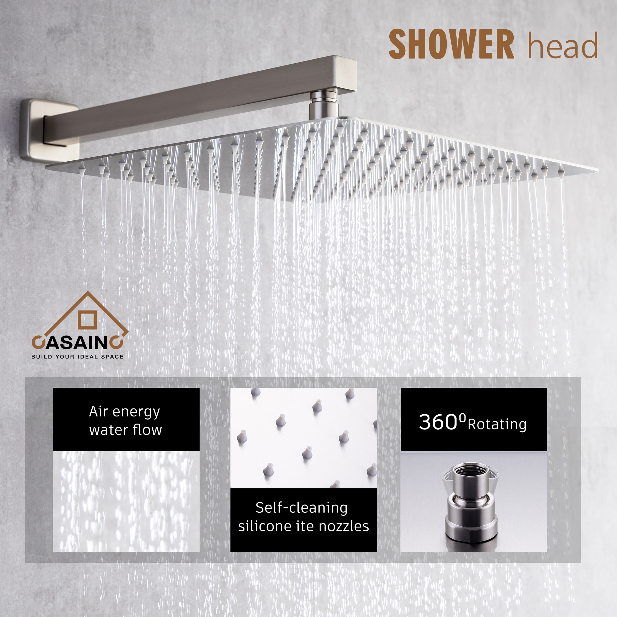CASAINC EB-W-2-10-BN Showerhead-Bar-Panels - View #9