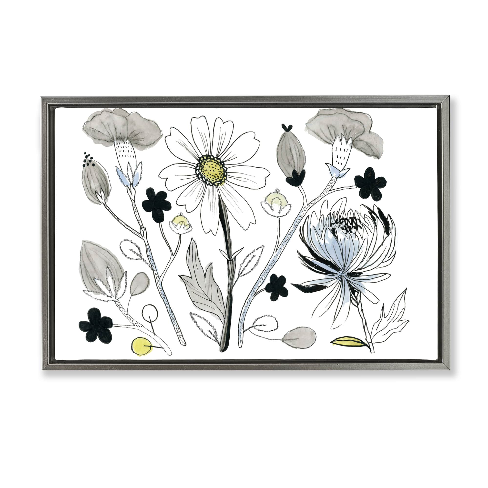 Stupell Industries BS-105-FFL-16X24 Simple Drawn Nature Sprigs Gray Framed Floater Canvas Wall Art By Ashley Davis 25 x 17