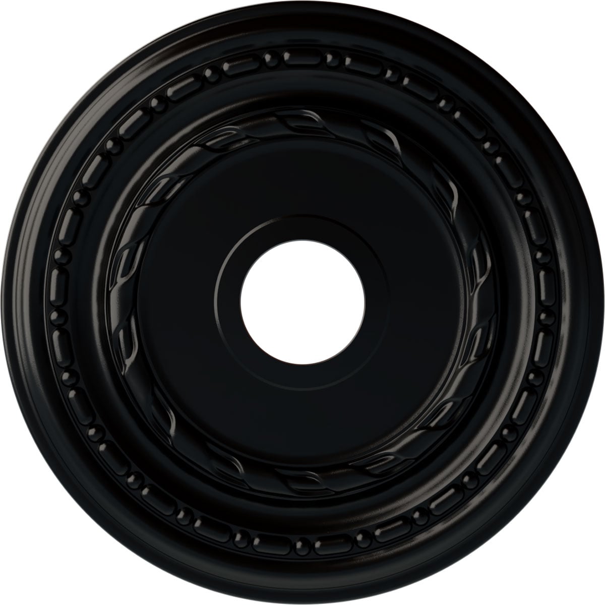 Ekena Millwork CM17DUBLF Dublin 17.875-in W x 17.875-in L Painted Jet Black Polyurethane Whole Ceiling Medallion