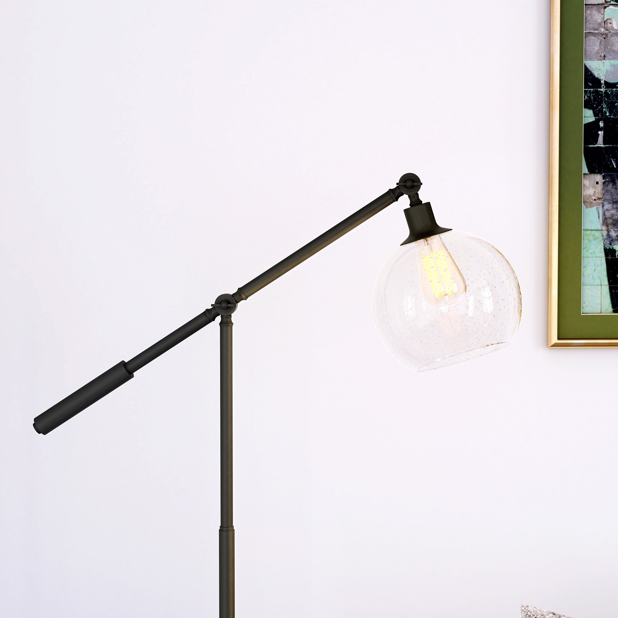 Dardan Traditional Voice-Controlled Floor Lamp in Brushed Gold with Clear Glass Dome