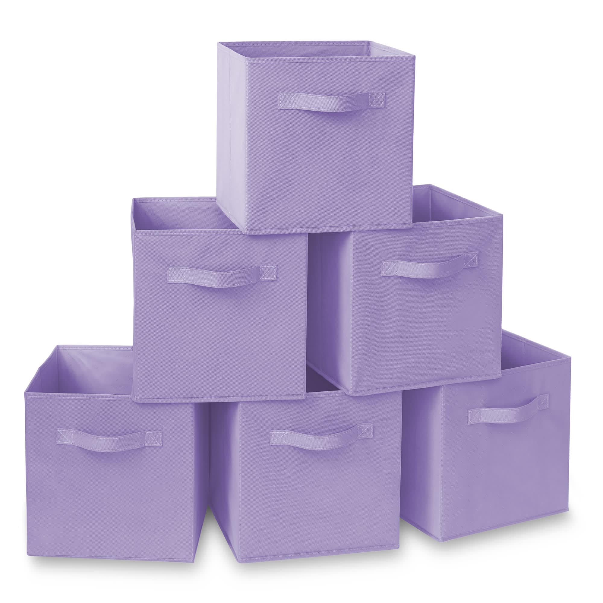 Casafield HOM-STO-6CC-LAV (Set of 6) Collapsible Fabric Cubes - 11-in Storage Bins - Lavender