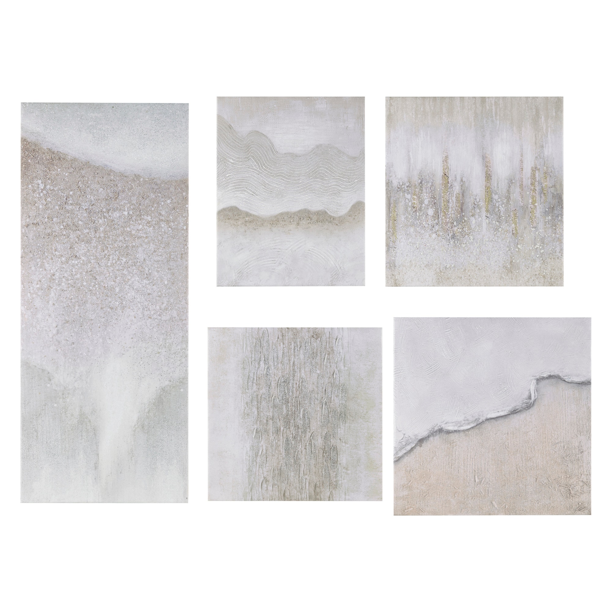 Natural Essence 5-Piece Neutral Abstract Canvas Wall Art Set