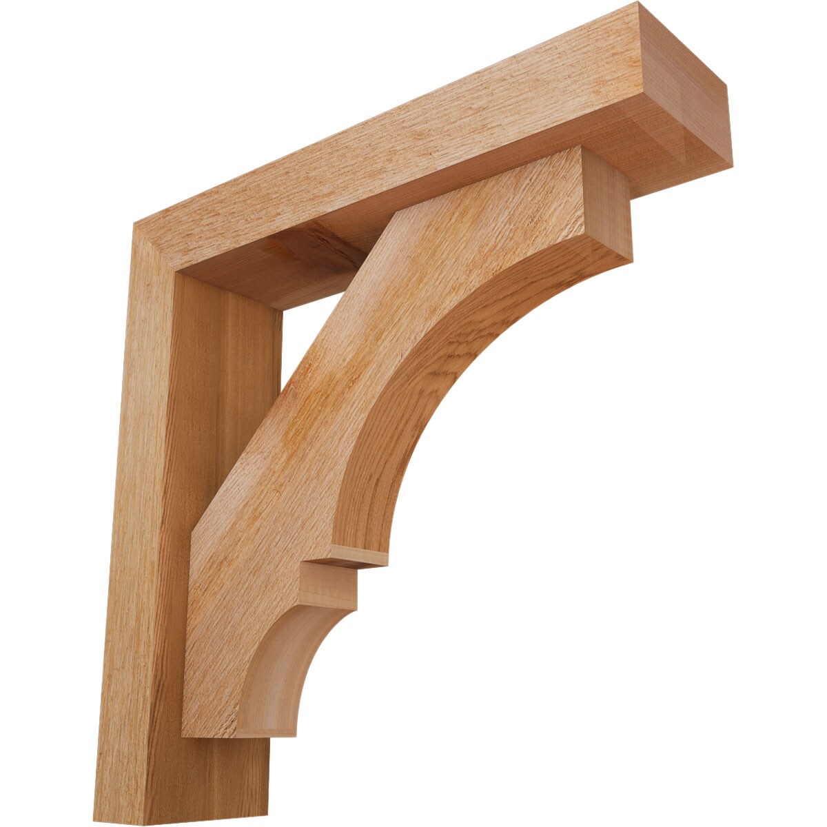 Ekena Millwork 1461808 Balboa Block Rough Sawn Bracket with Offset Brace 4-in x 16-in x 16-in Western red cedar Brown Wood Standard bracket