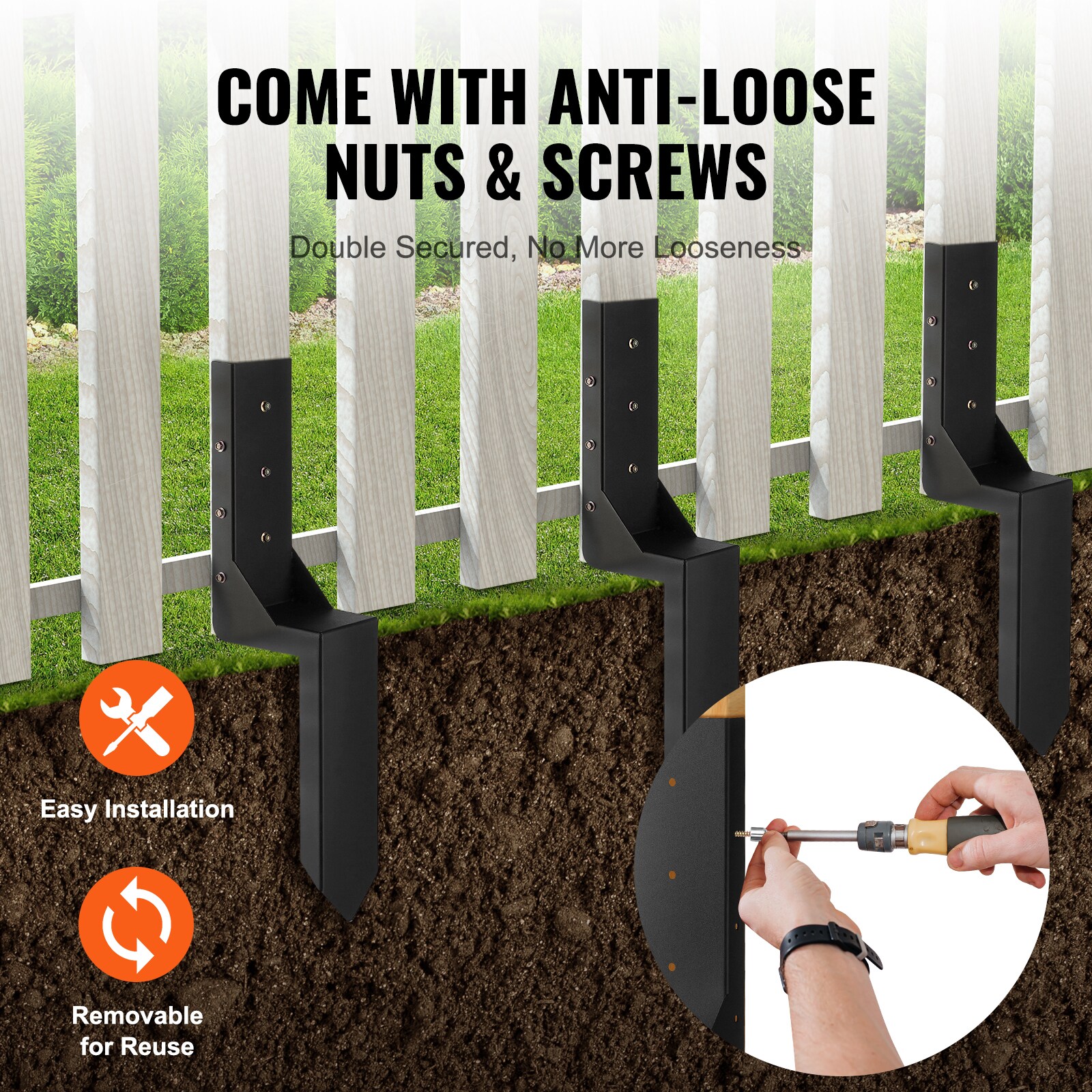 GIVIMO Fence Post Anchor Repair Kit 4 Pack 3.5 x 3.5-in Inner Diameter ...