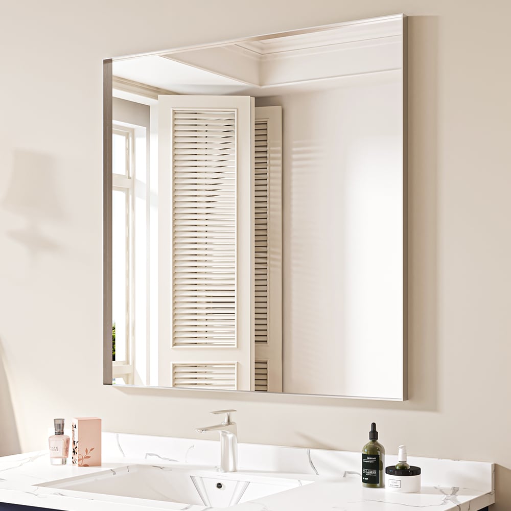 waterpar WPLO-2162 36-Inches x 36-Inches Polished Square Bathroom Vanity Mirror ( Silver )