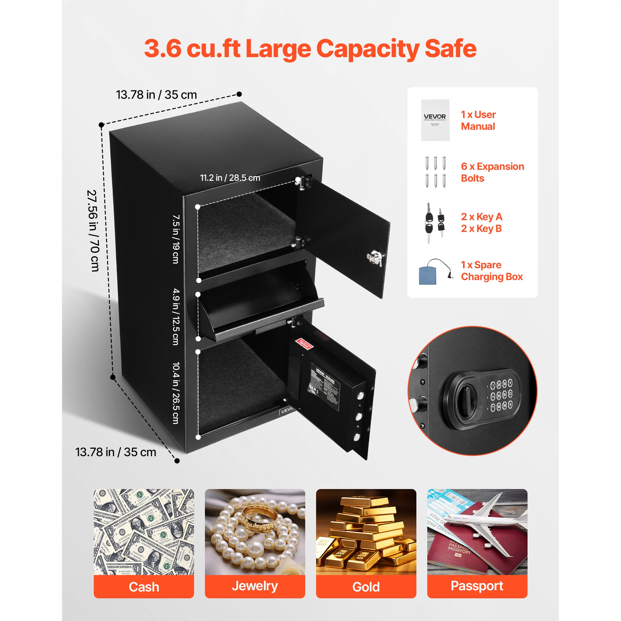 VEVOR TDSBXJ1378131EP8M0V9 Cash-Check-Safes - View #8