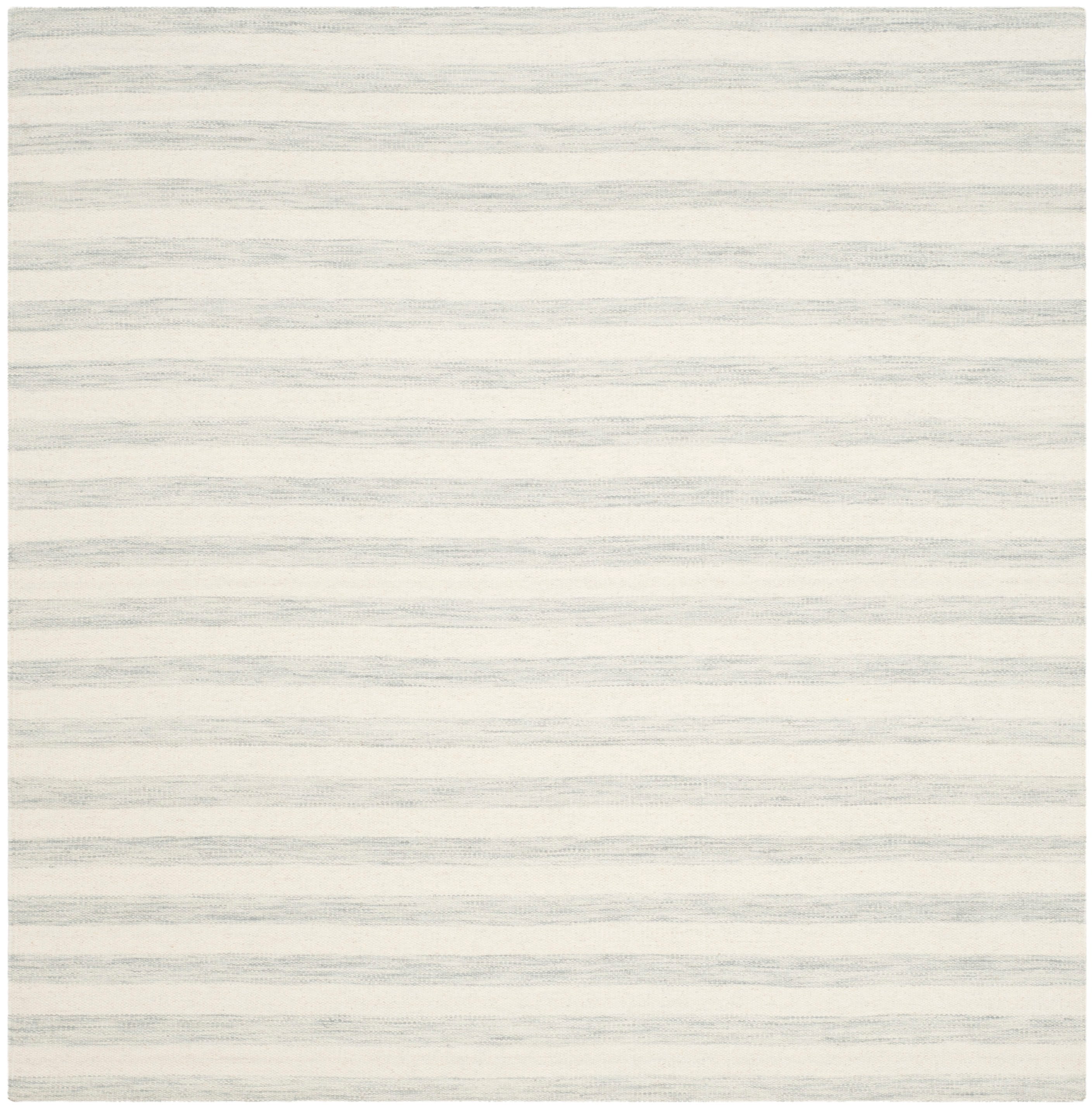 Safavieh DHU575G-6SQ Dhurries Piaze 6 x 6 (ft) Wool Light Blue/Ivory Square Indoor Stripe Farmhouse/Cottage Area rug