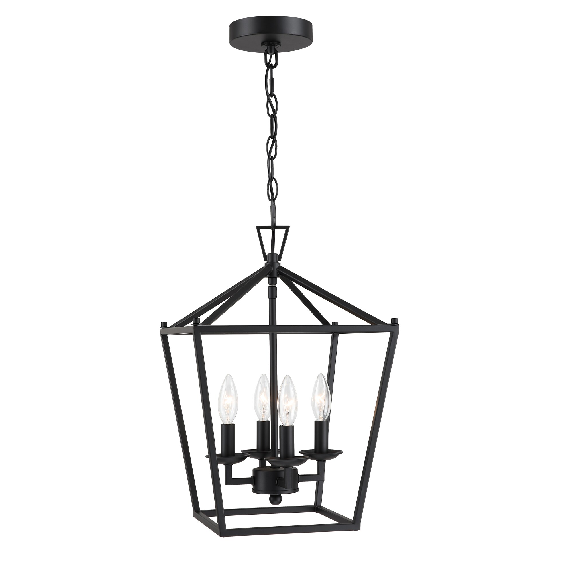 Hukoro 4 -Light Matte Black Traditional Geometric Medium Hanging Pendant light
