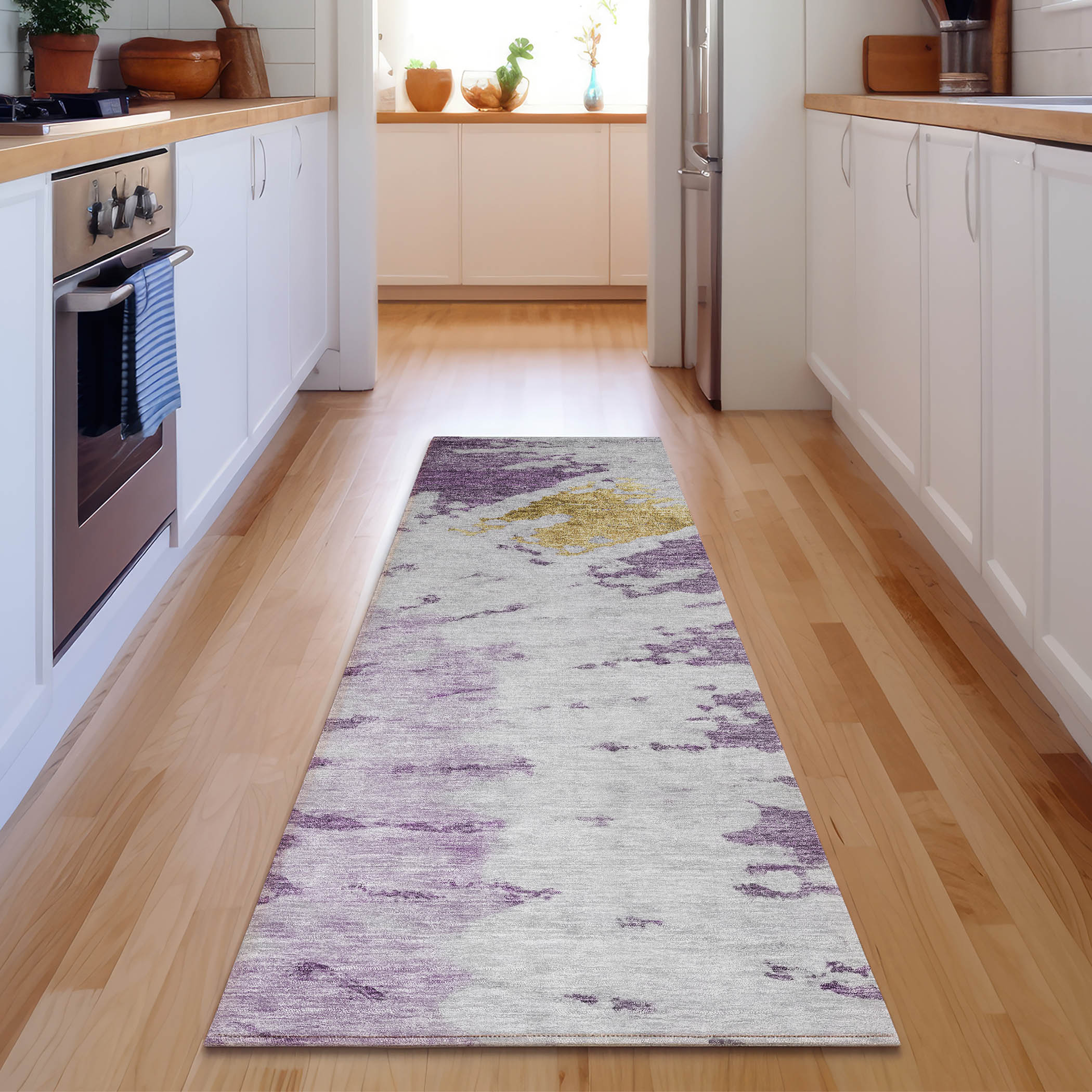 Addison Rugs AMF614PP2X8 Mayfield AMF614PP 2 x 7 (ft) Loomed Polyester Purple Rectangular Indoor Geometric Machine washable Area rug