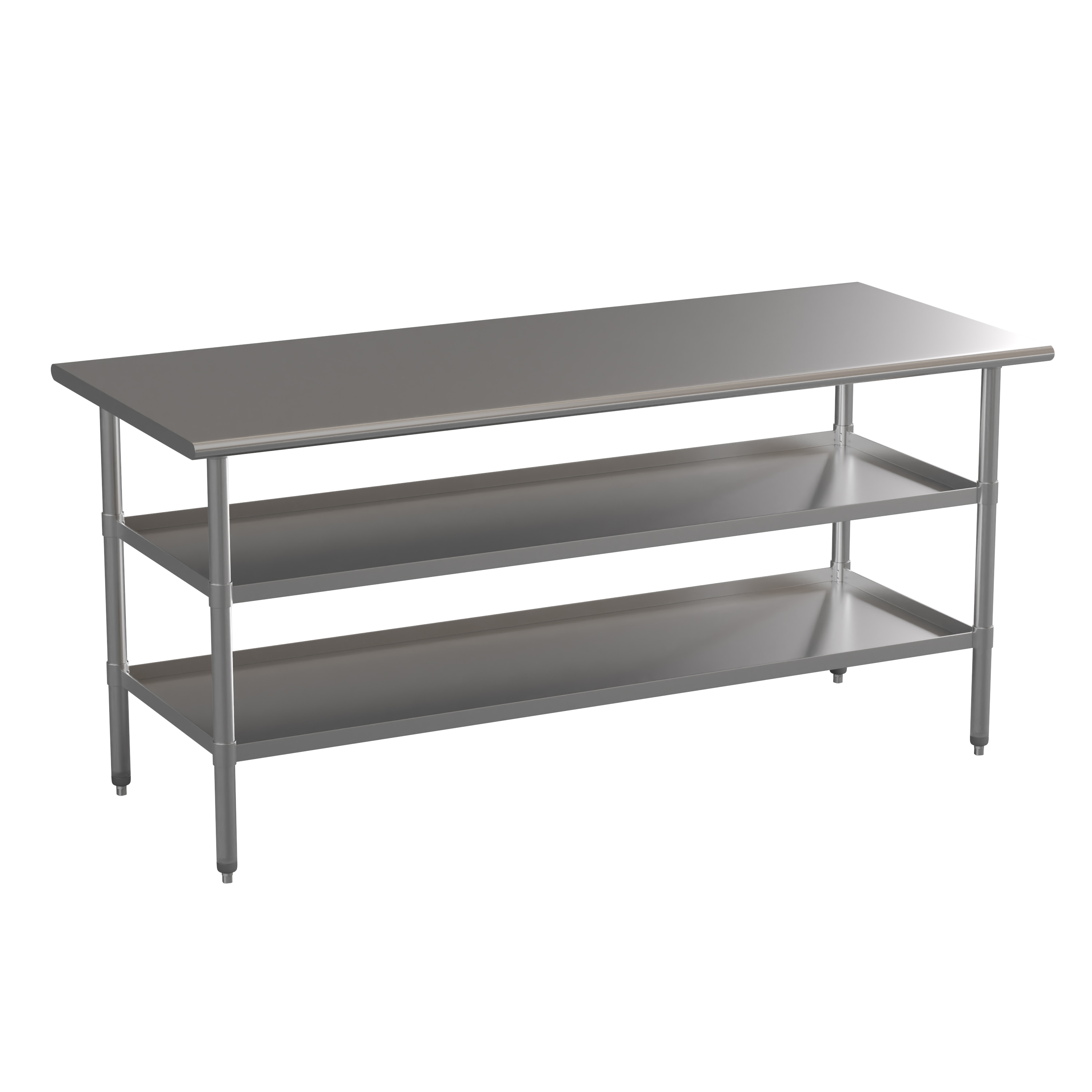 72" Silver Stainless Steel Kitchen Work Table with Adjustable Shelves