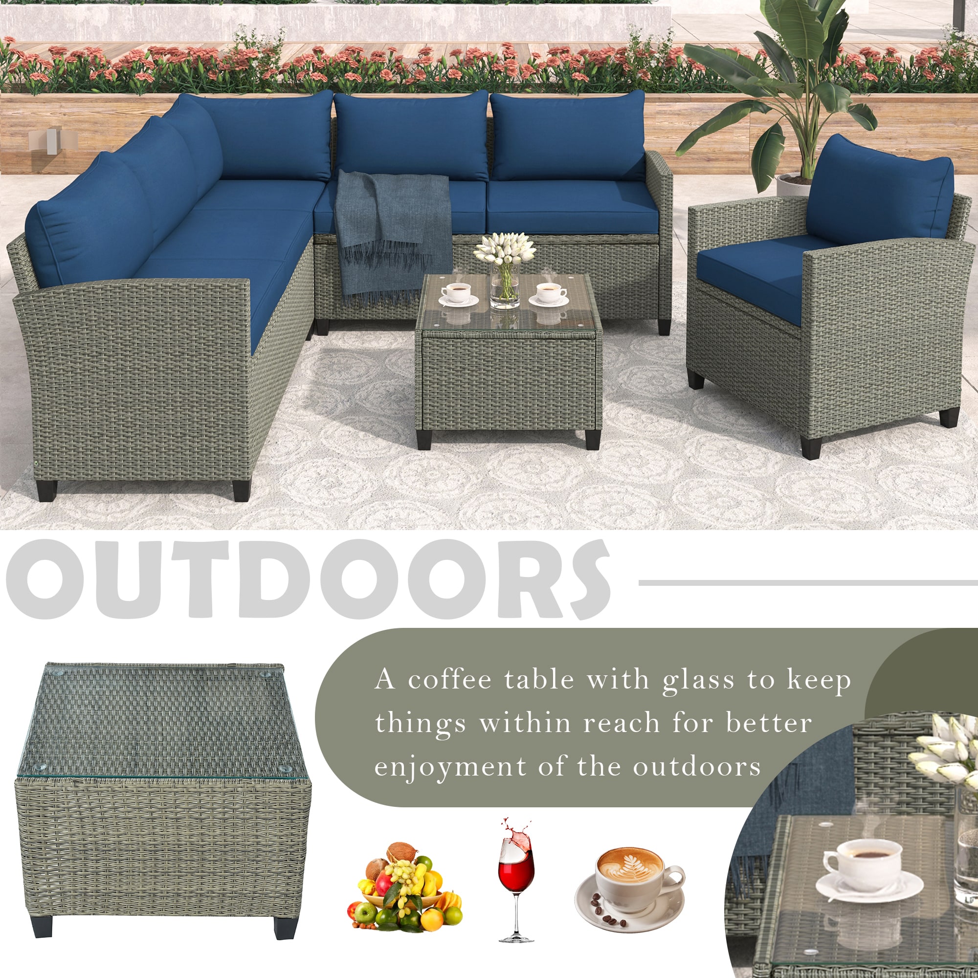 Clihome IO-40W06-BL Patio-Conversation-Sets - View #6