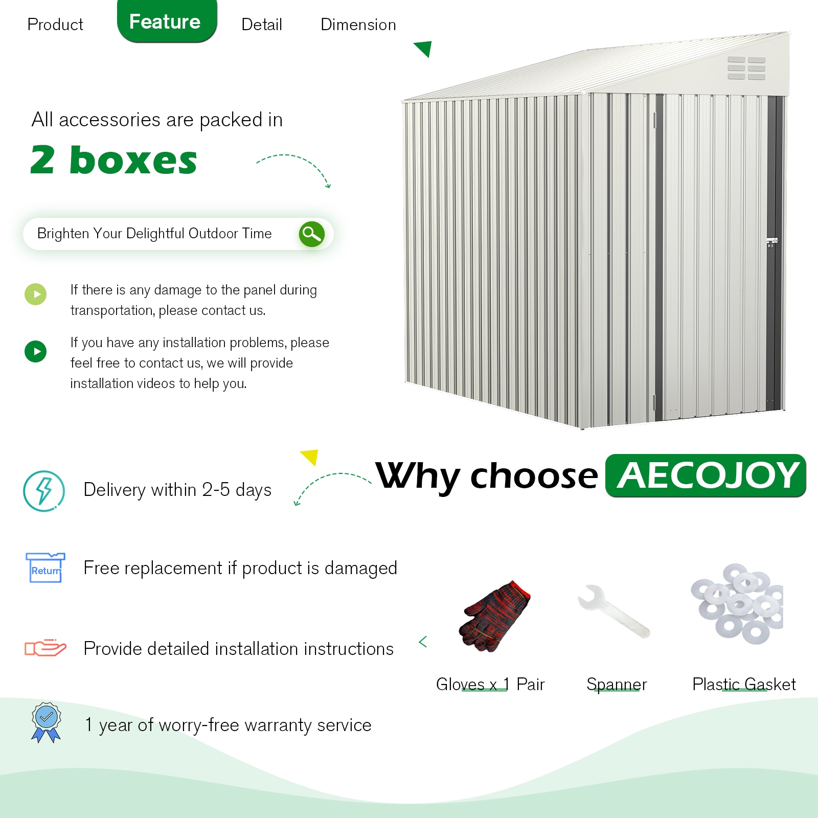 AECOJOY 16233WH-LS02 Metal-Storage-Buildings-Sheds - View #3