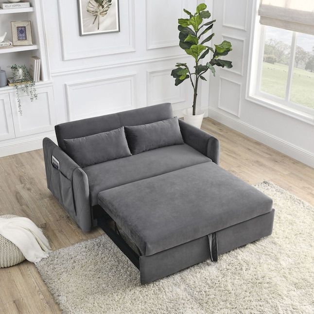 Jasmoder Modern Grey Velvet Small Sofa