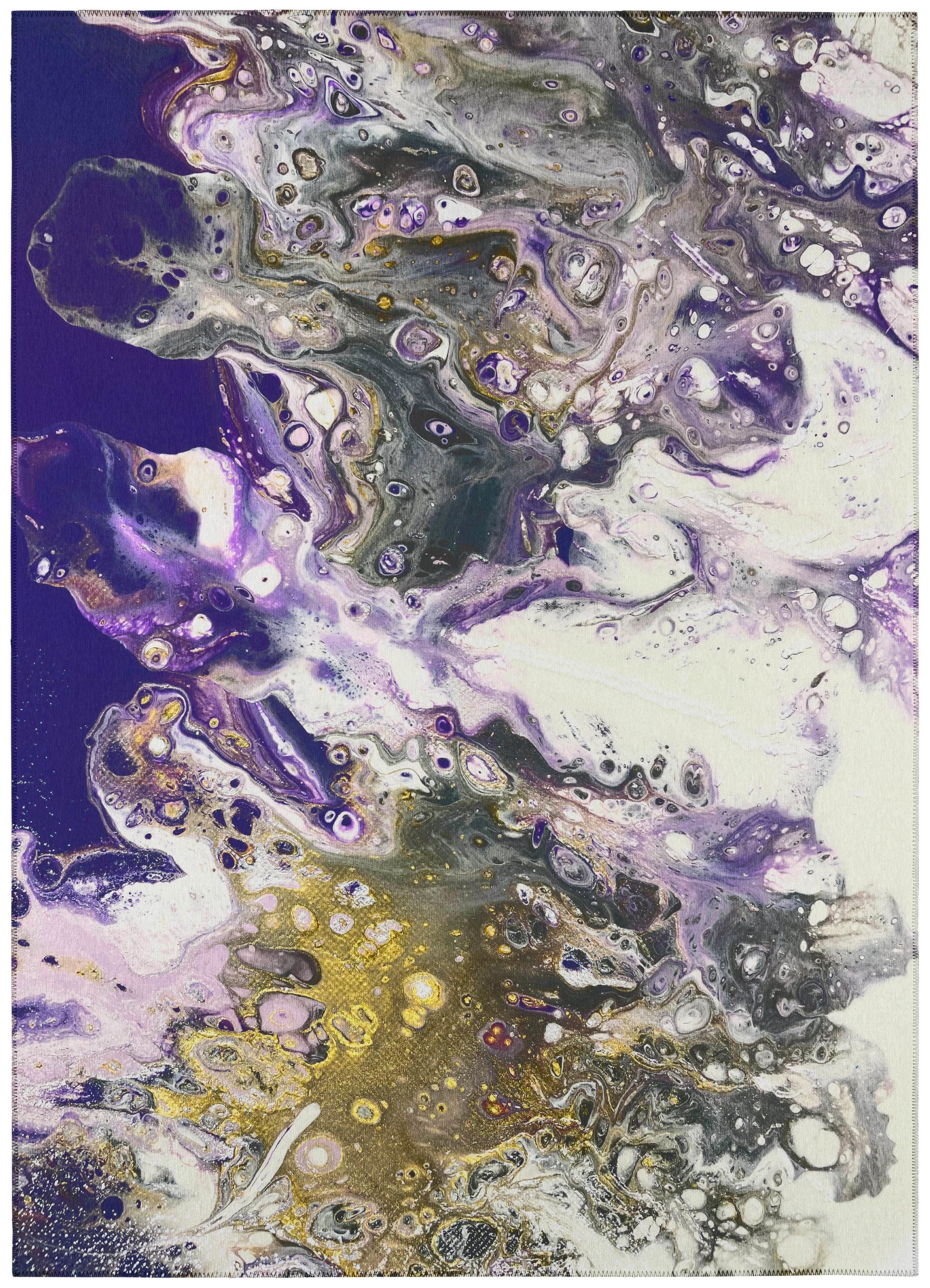 Addison Rugs AKC37AM5X8 Karina 5 x 8 (ft) Chenille Amethyst Rectangular Indoor/Outdoor Abstract Bohemian/Eclectic Machine washable Area rug