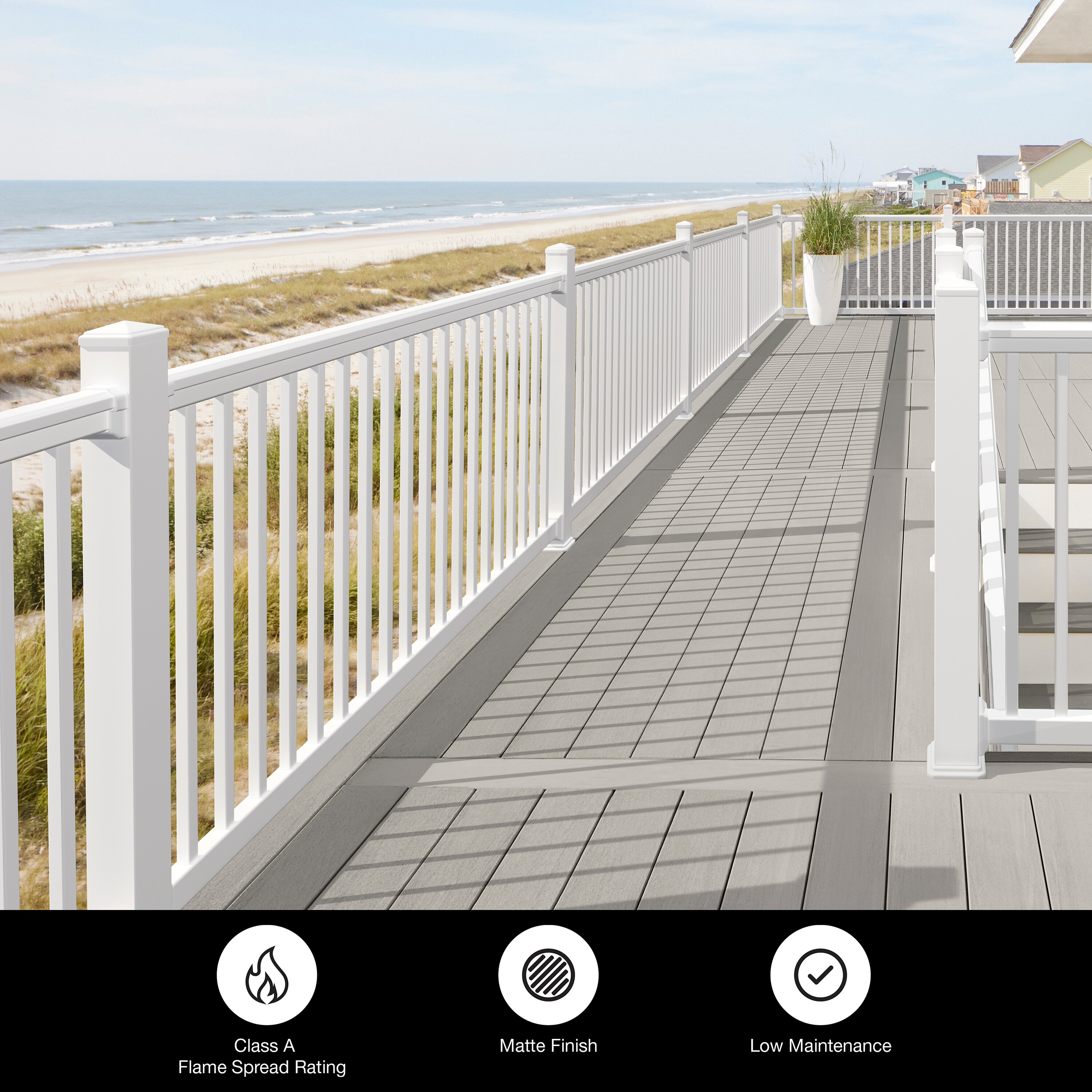 TimberTech Reliance Rail 4-in x 4-in x 3-1/4-ft Matte White Vinyl Deck ...