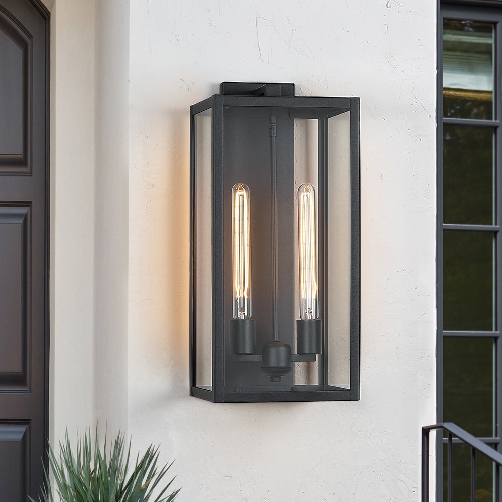 True Fine Spun 2-Light 20.5-in Black Outdoor Wall Light in the
