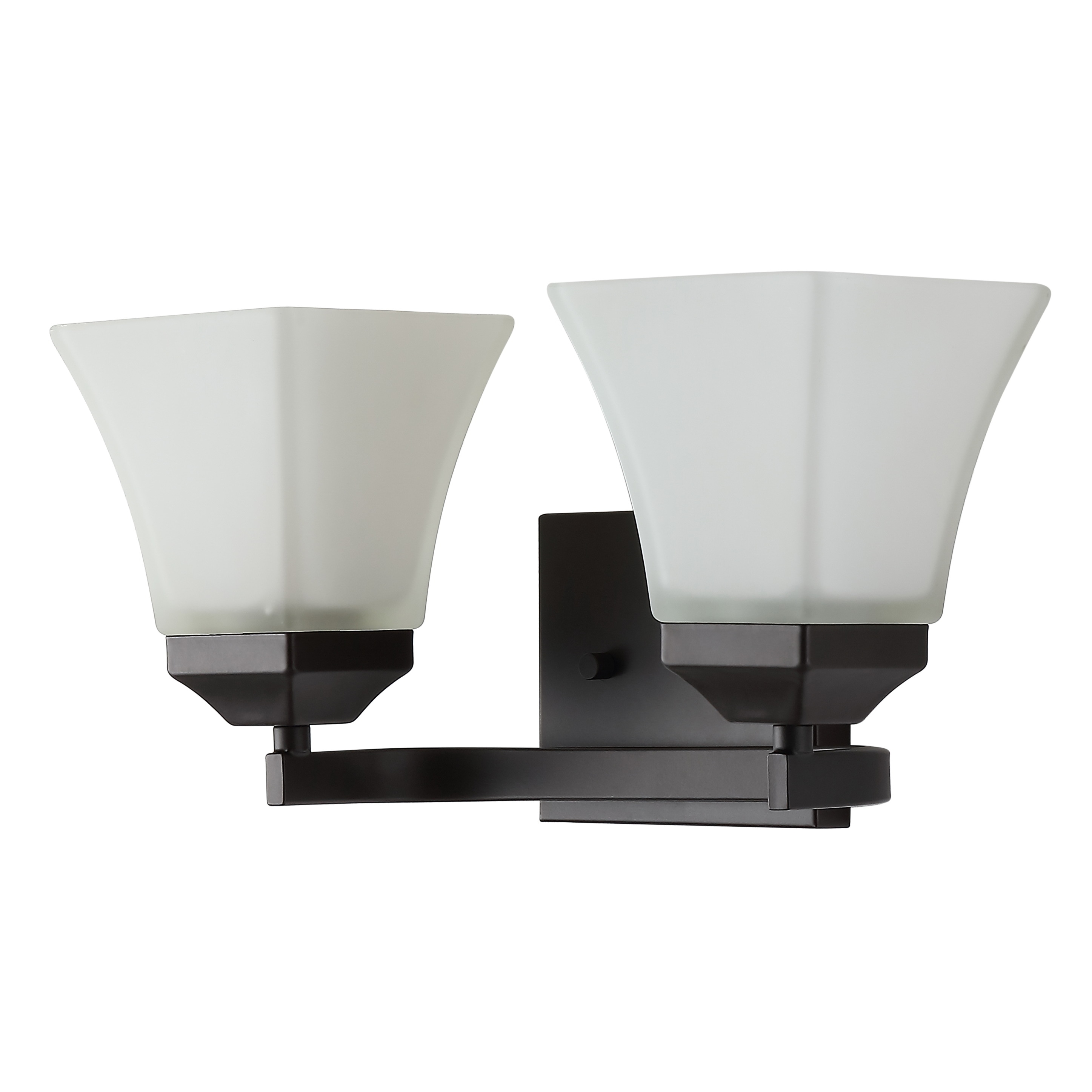 15" Black Iron and Frosted Glass Bathroom Vanity Light