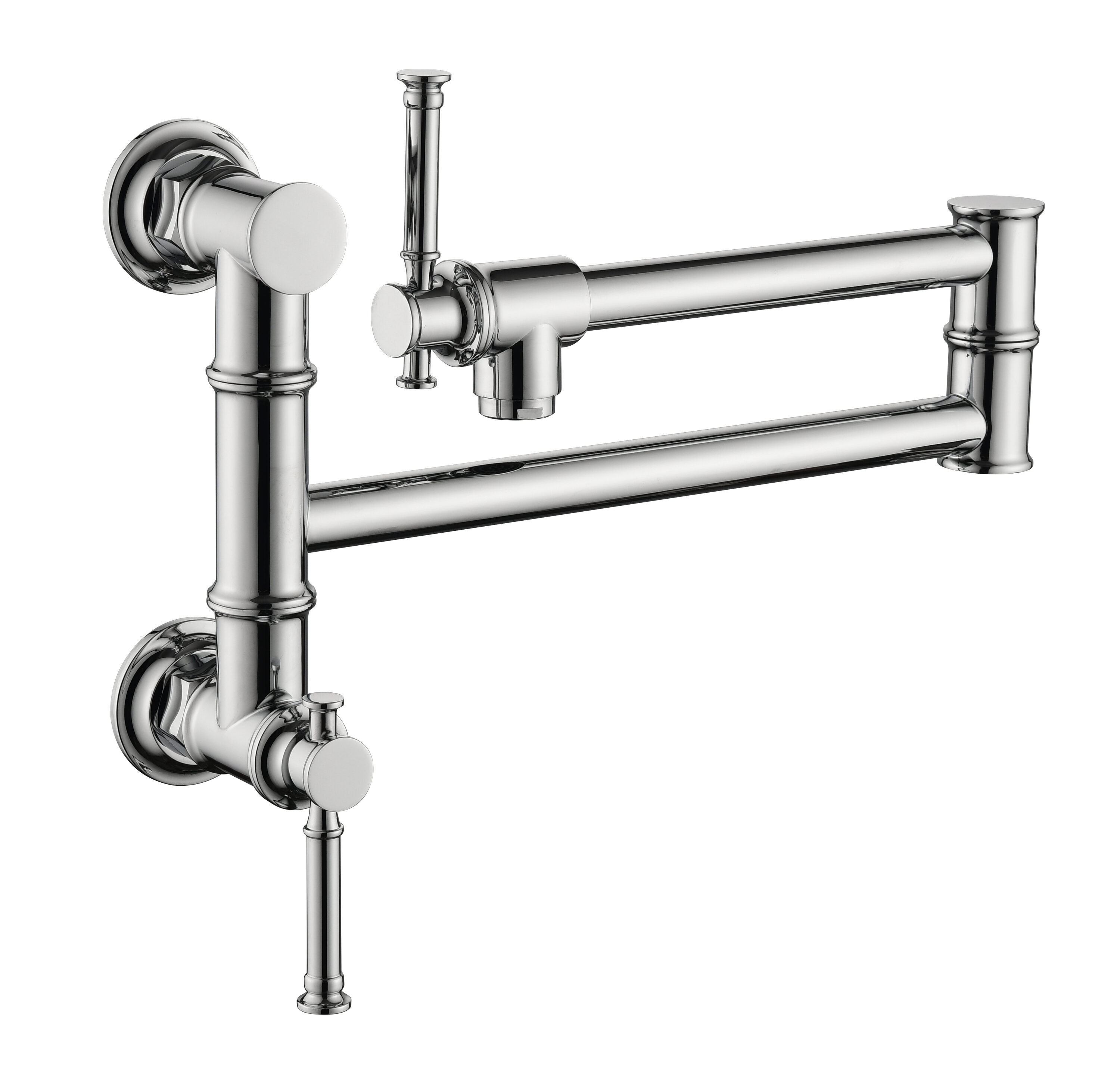 Damerin KT-ZF-01 Chrome Double Handle Wall-mount Pot Filler Kitchen Faucet