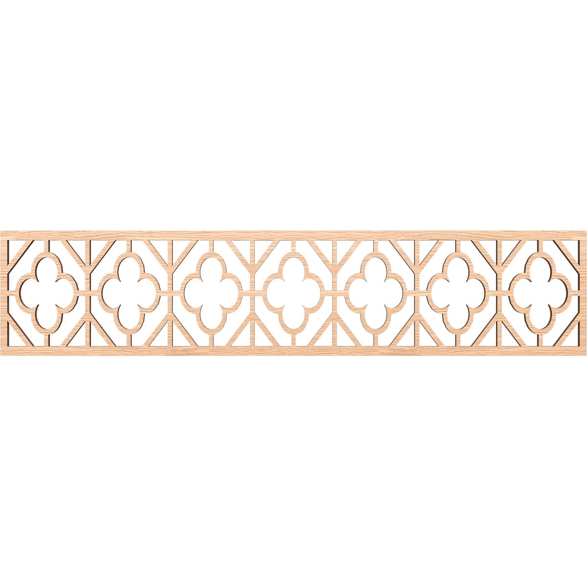 Ekena Millwork MLDB10X46HAZRO Hazelton Fretwork Flat Trim 10-in x 3.9-ft Red Oak Brown Unfinished 2157171 Pierced Wall Panel Moulding