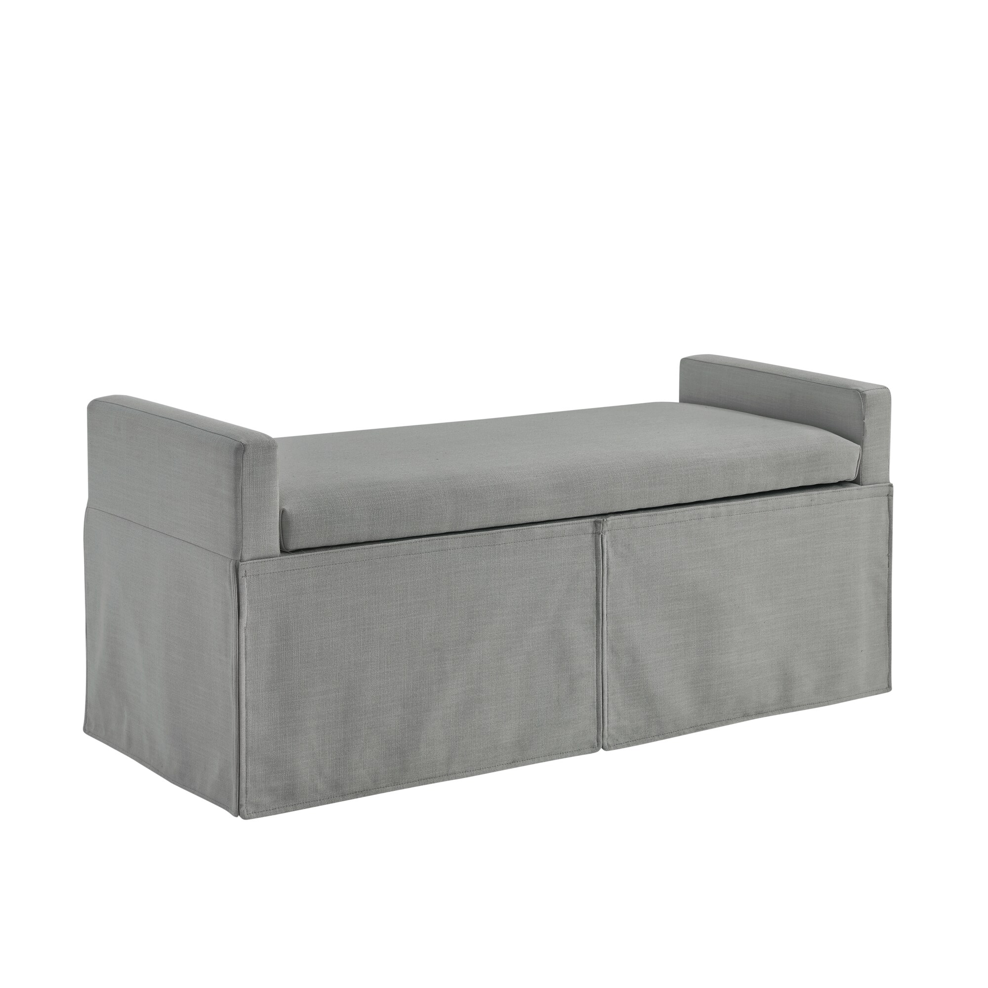 Rustic Manor SSB298-03LG-LS Cierra Modern Light Grey Storage Bench with Storage 50.2-Inches x 19.6-Inches x 22-Inches