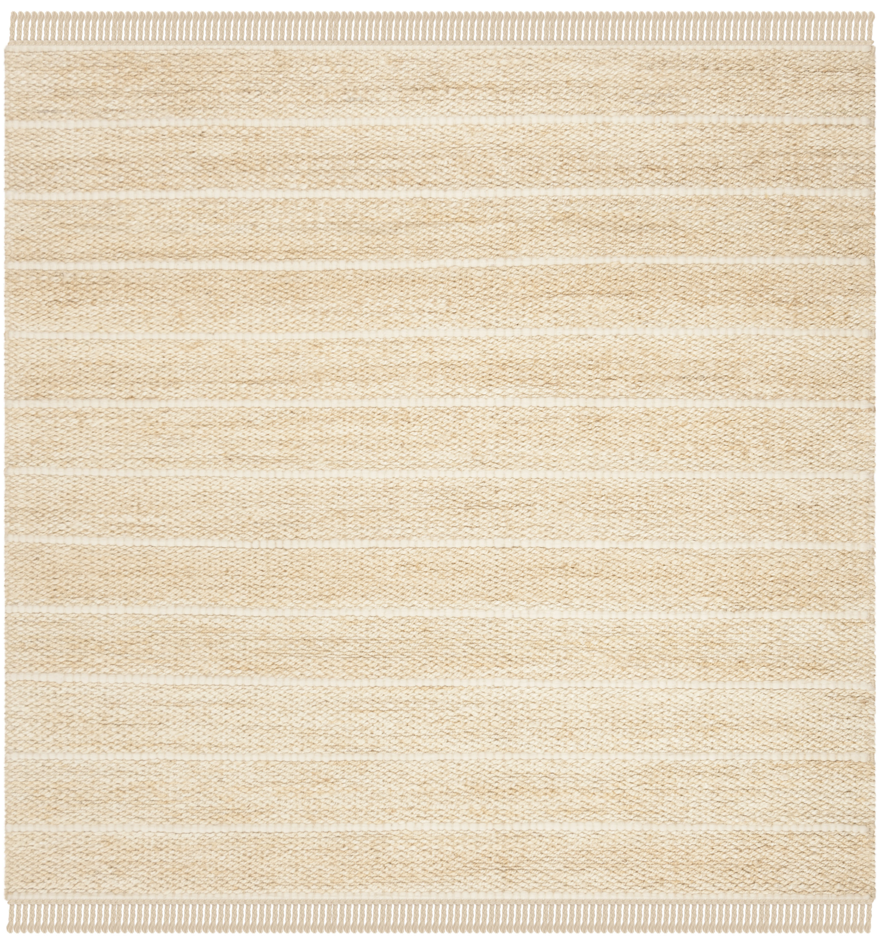 Safavieh NF550B-6SQ Natural Fiber Maldives 6 x 6 (ft) Synthetic Ivory/Ivory Square Indoor Stripe Coastal Area rug