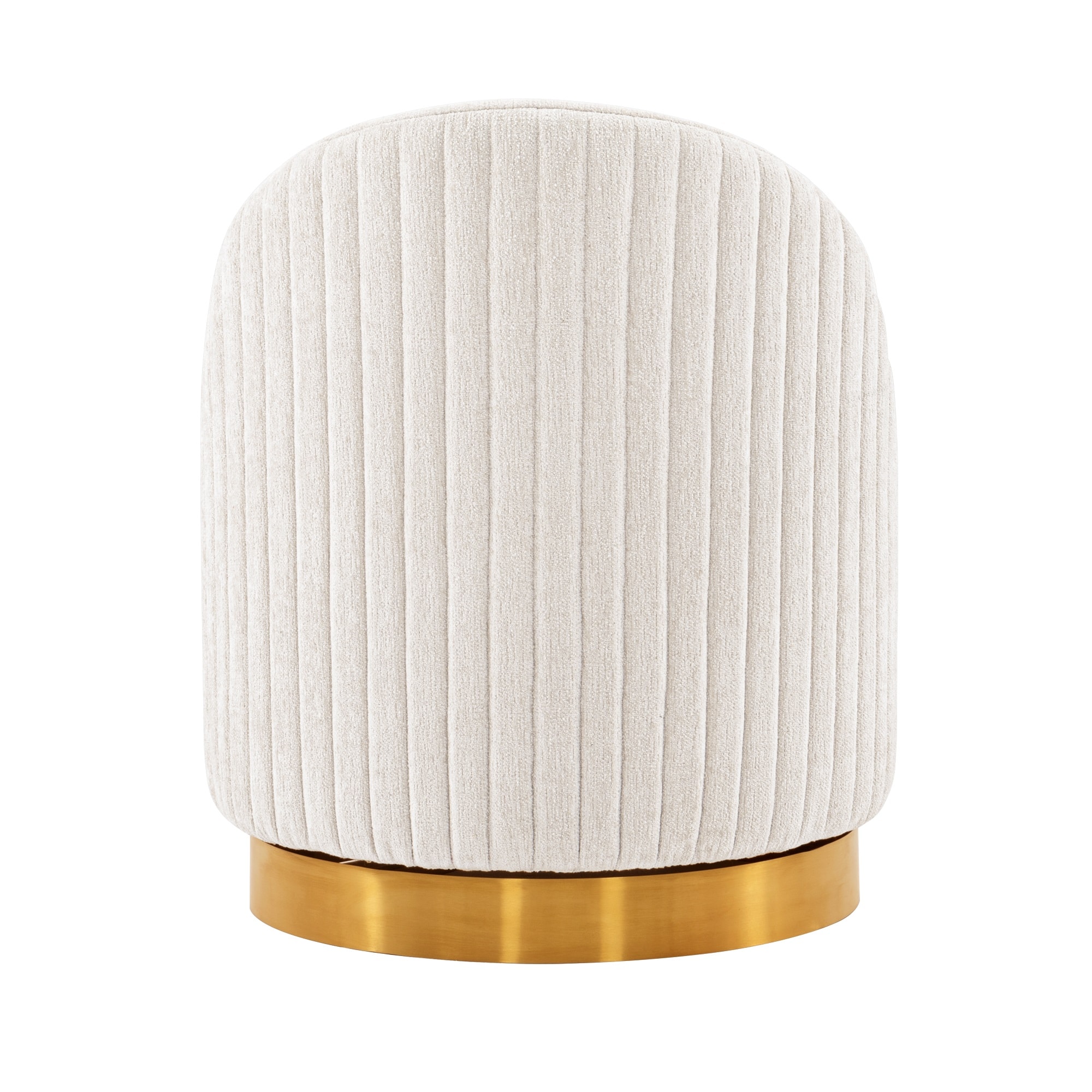Cream Boucle Upholstered Swivel Accent Chair with Gold Base
